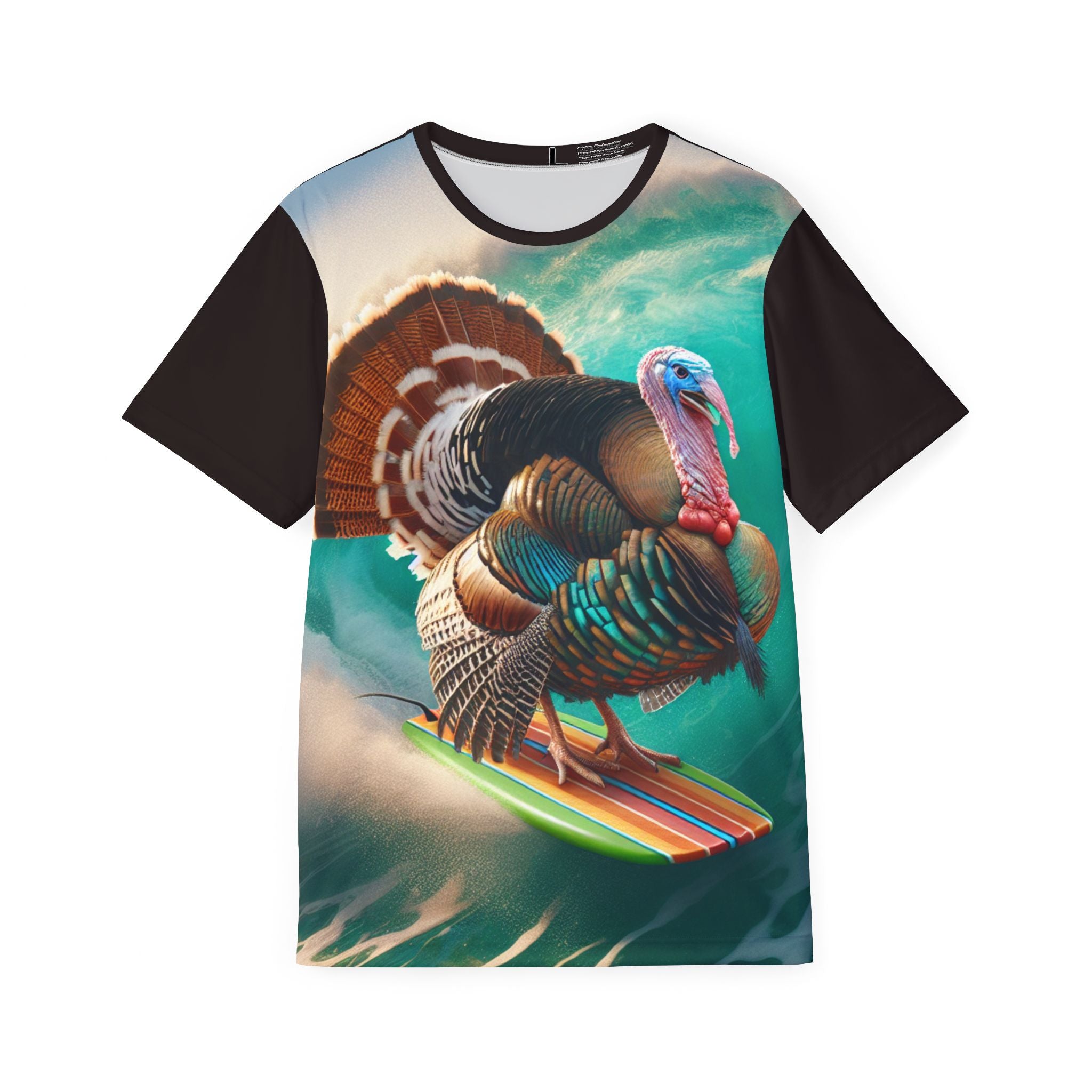 Turkey Surfing Sports Jersey — Funny Thanksgiving Surfboard Graphic Tee
