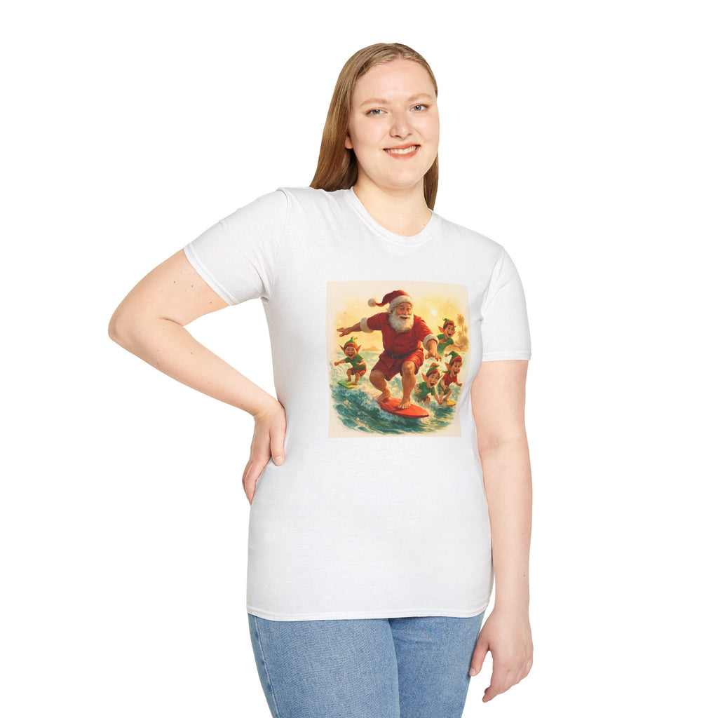 Surfing Santa Vintage Christmas T-Shirt