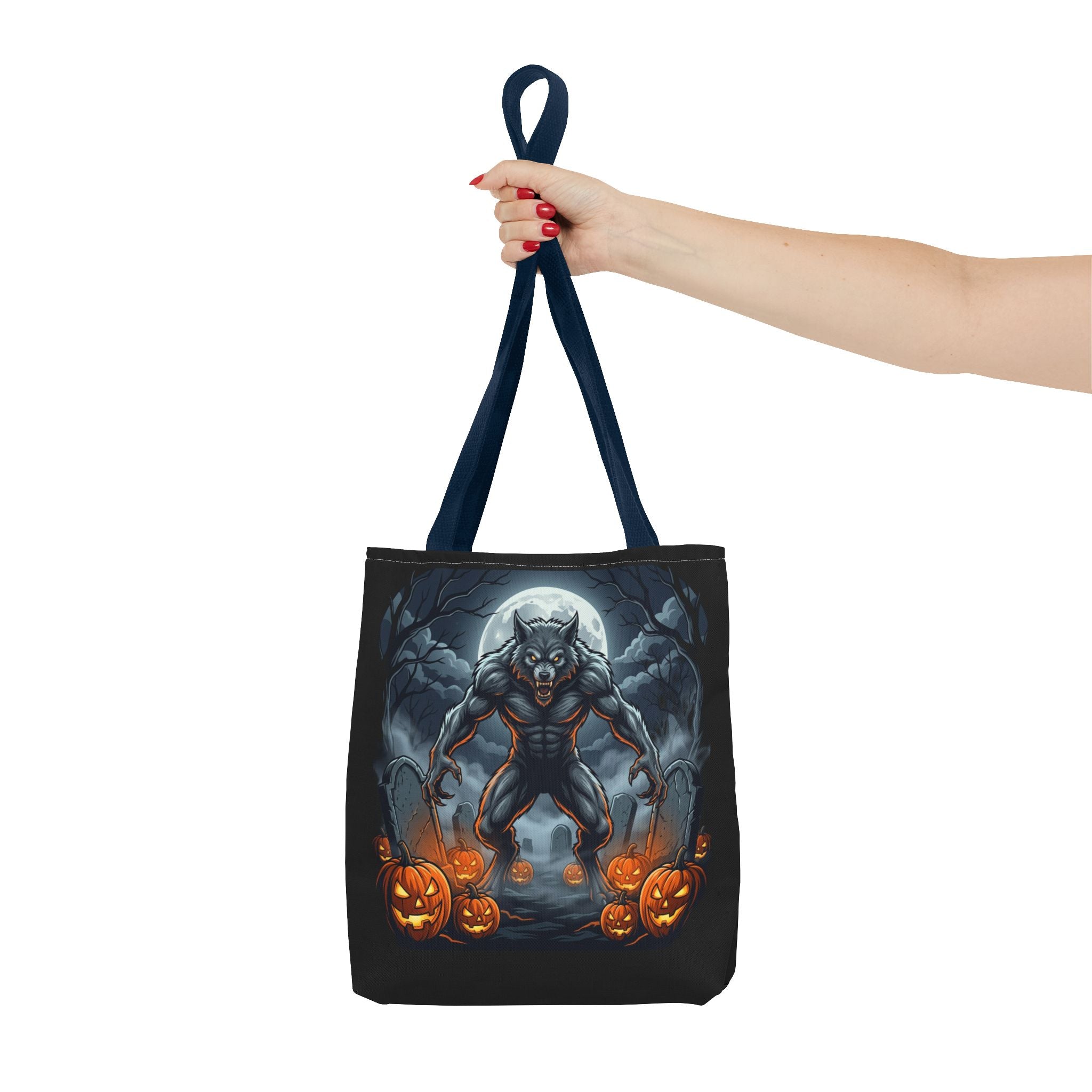 Werewolf Halloween Tote Bag — Full Moon Pumpkin Horror AOP Tote