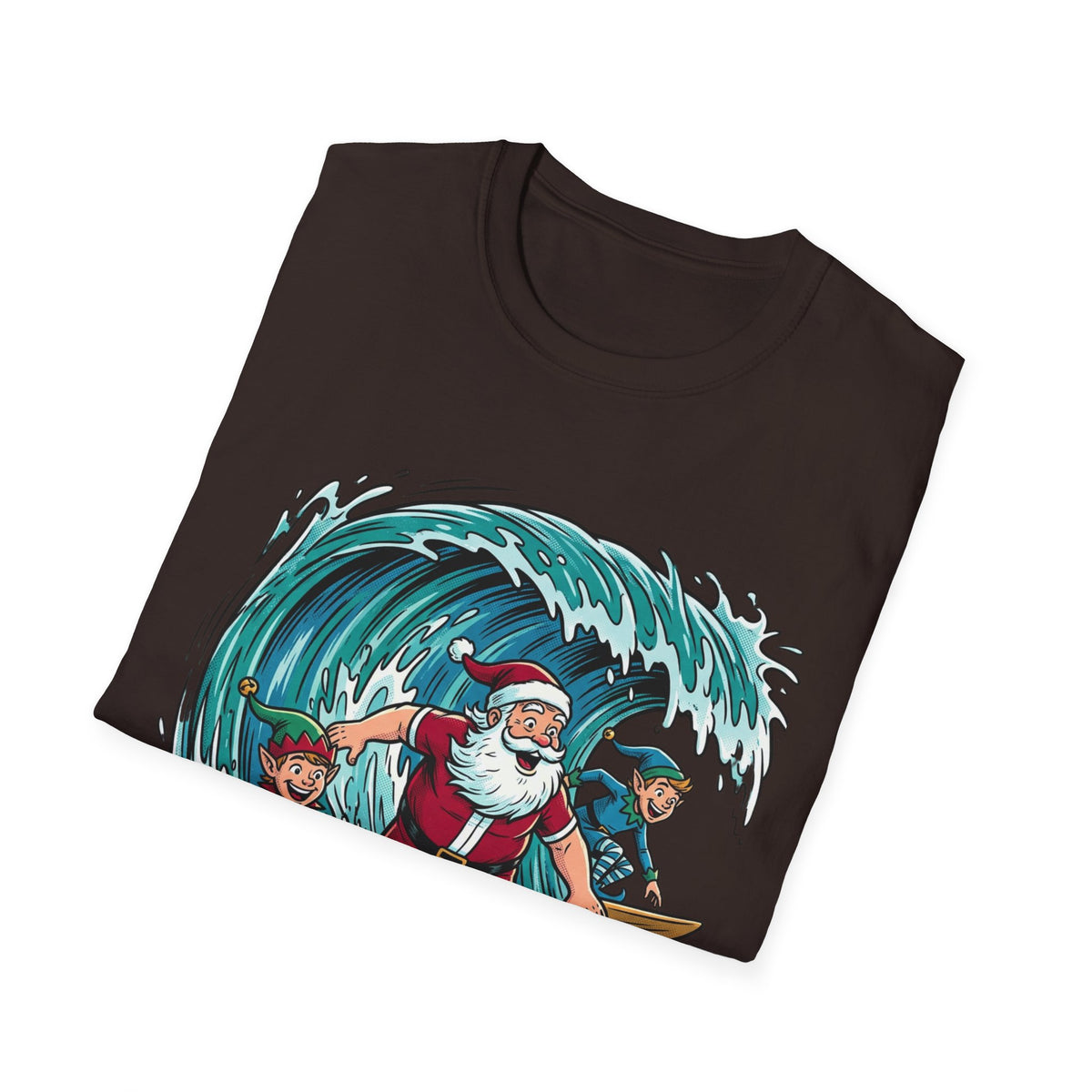 Surfing Santa T-Shirt — Christmas Beach Holiday Tee