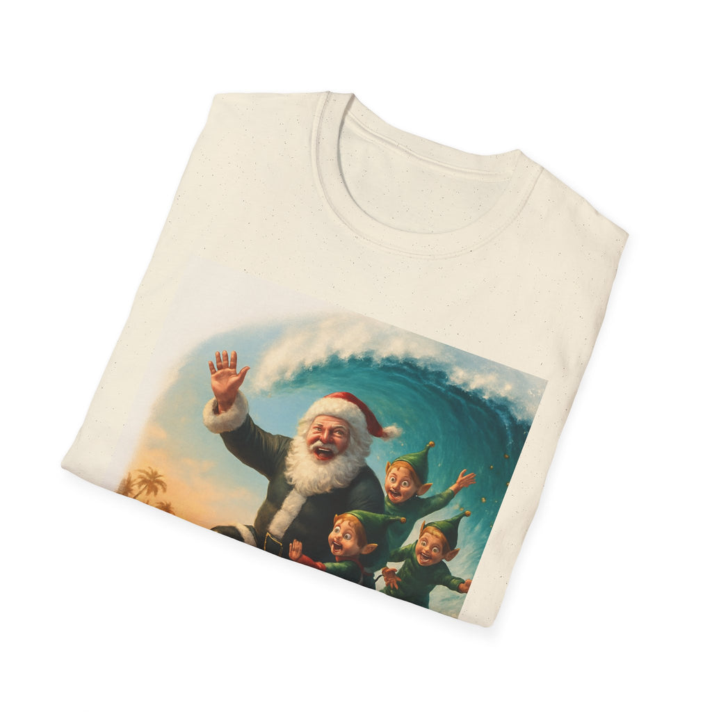 Santa Surfing T-Shirt — Retro Christmas Surfing Santa Tee