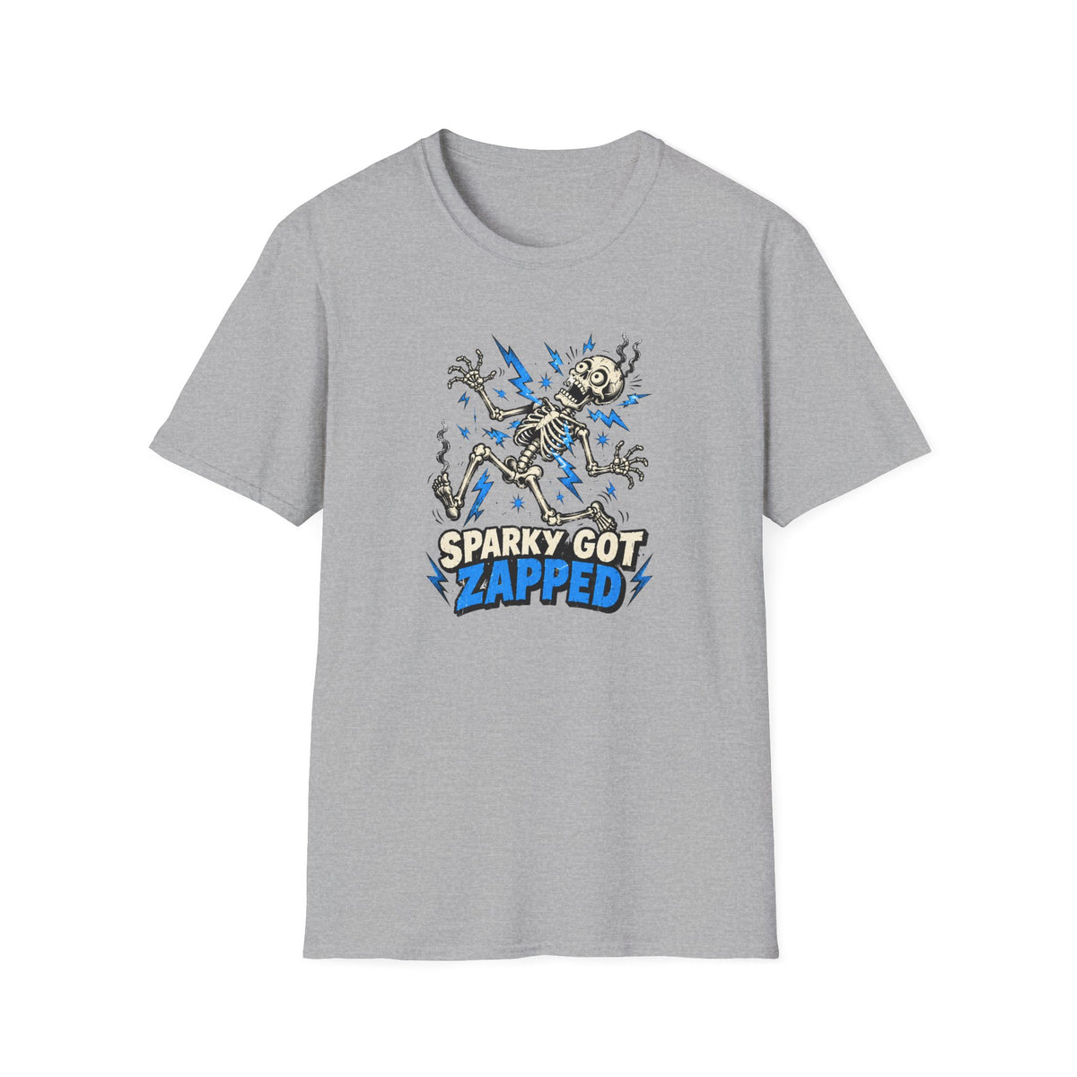Sparky Got Zapped Skeleton Graphic T-Shirt