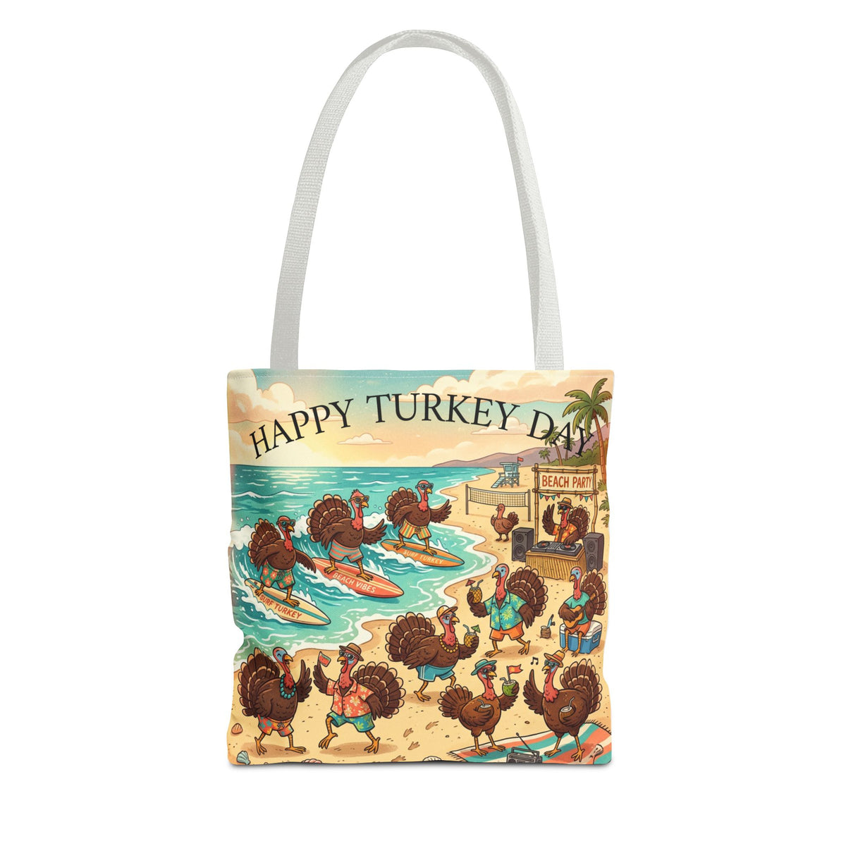 Turkeys Beach Tote Bag – Funny Thanksgiving Summer Beach Tote