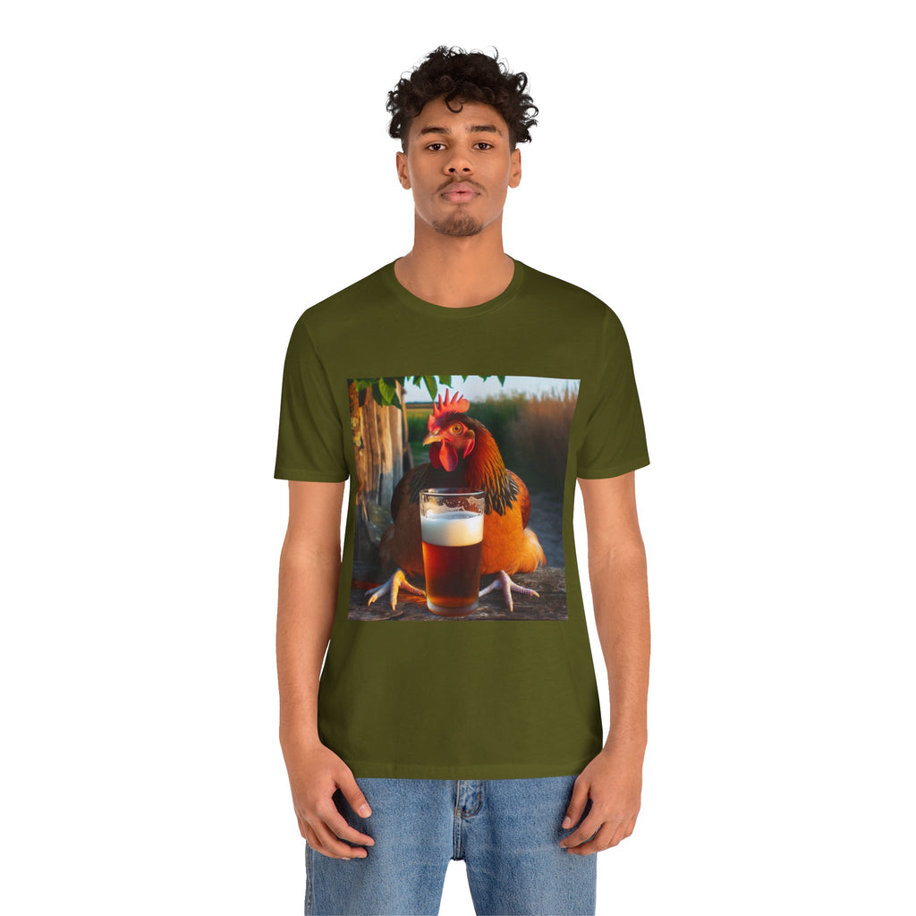 Funny Rooster with Beer Graphic Unisex T-Shirt