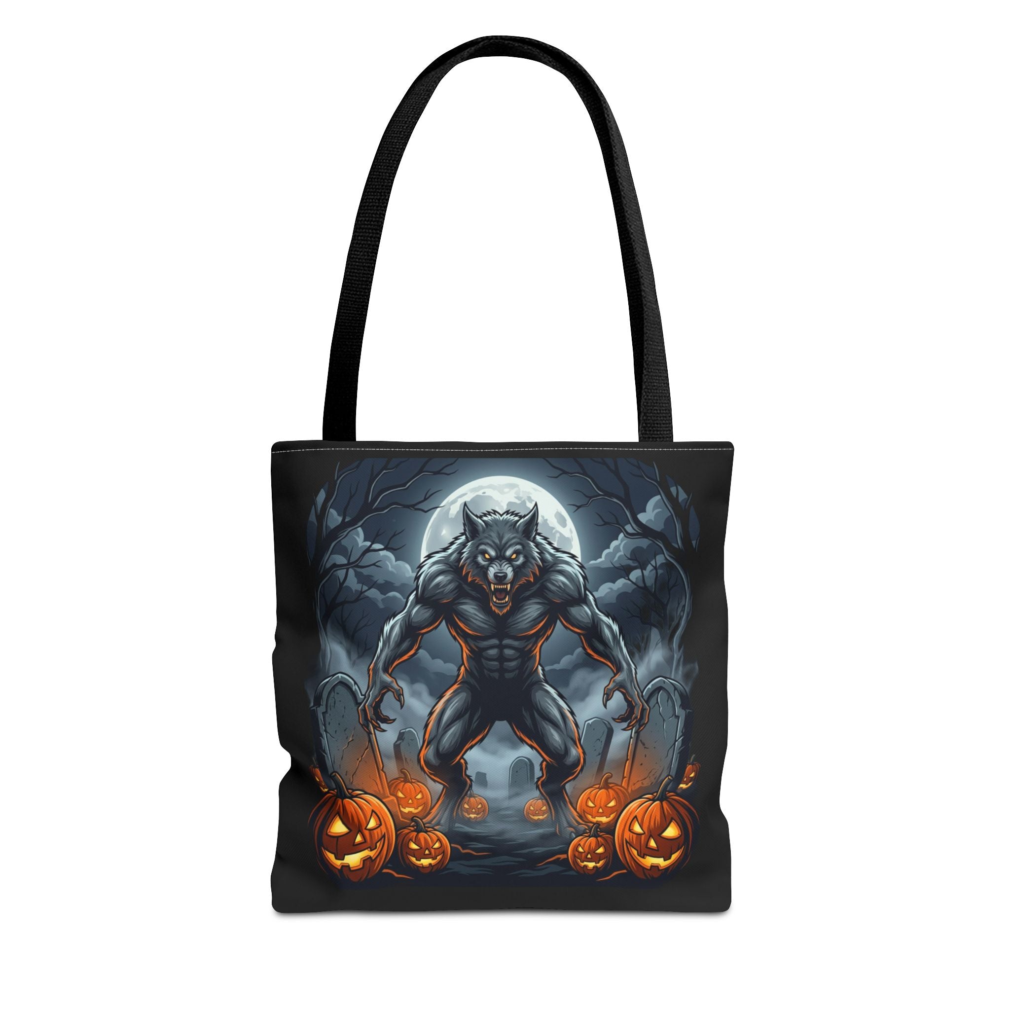 Werewolf Halloween Tote Bag — Full Moon Pumpkin Horror AOP Tote