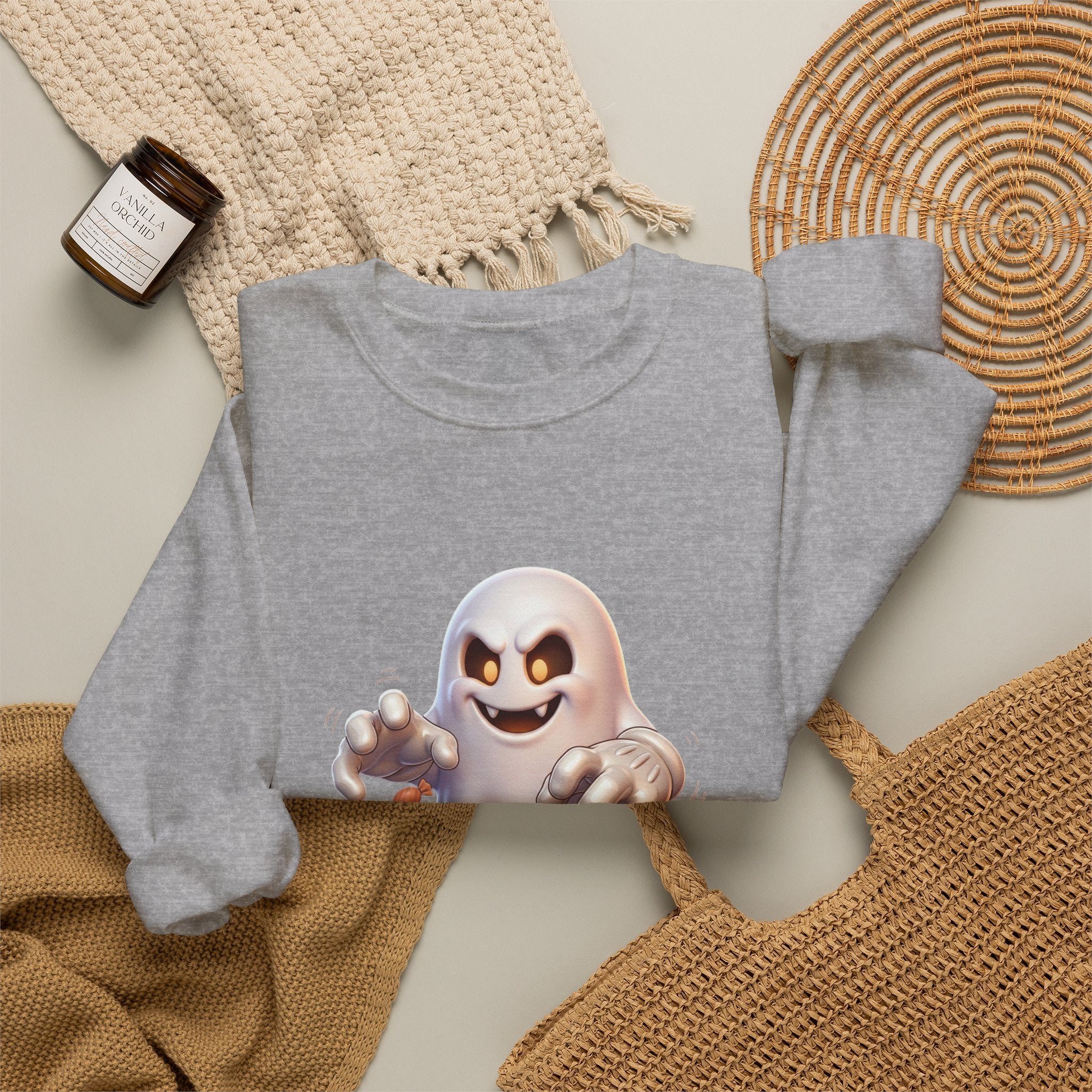 Candy Grabber Ghost Halloween Crewneck Sweatshirt