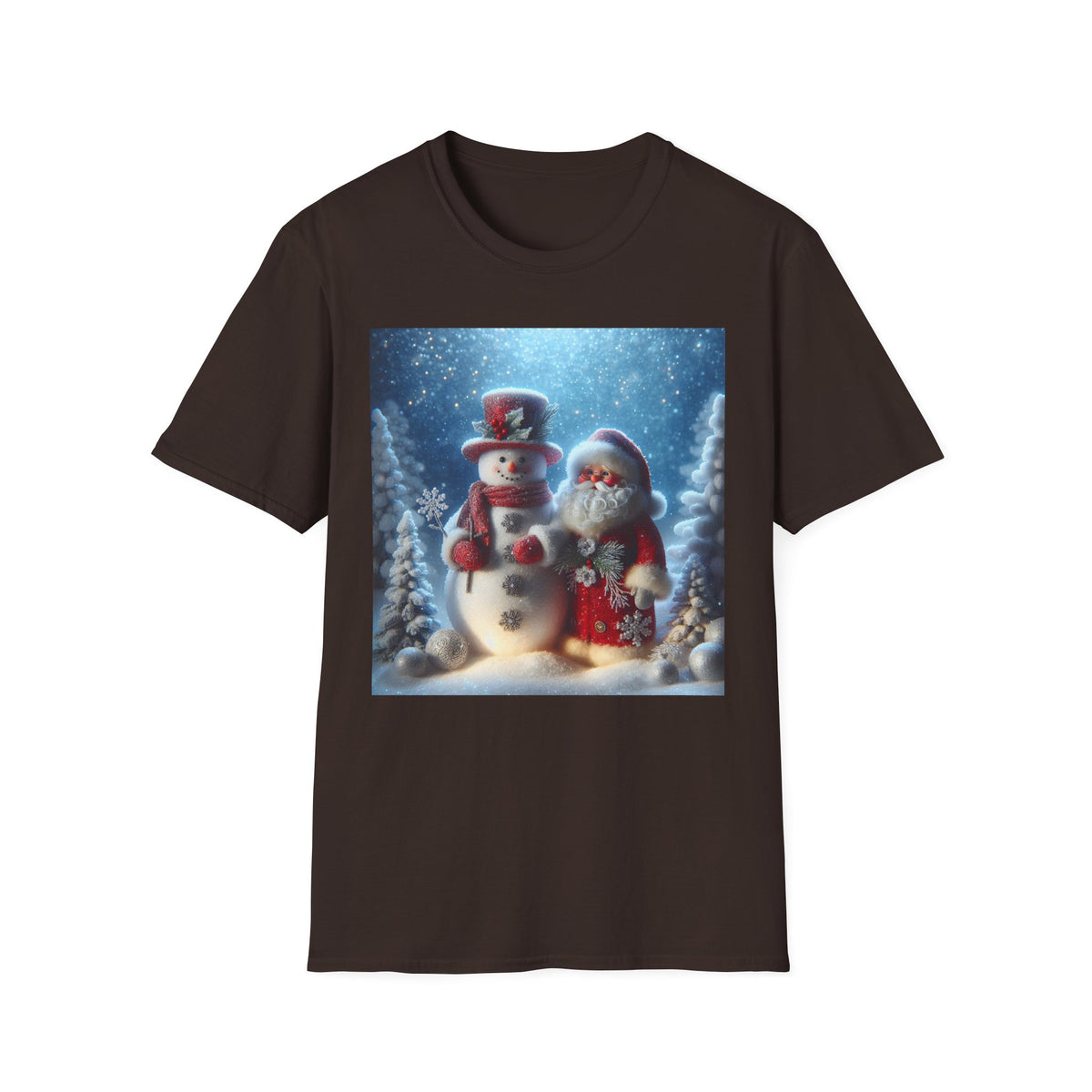 Christmas Santa & Snowman T-Shirt — Holiday Winter Scene Tee