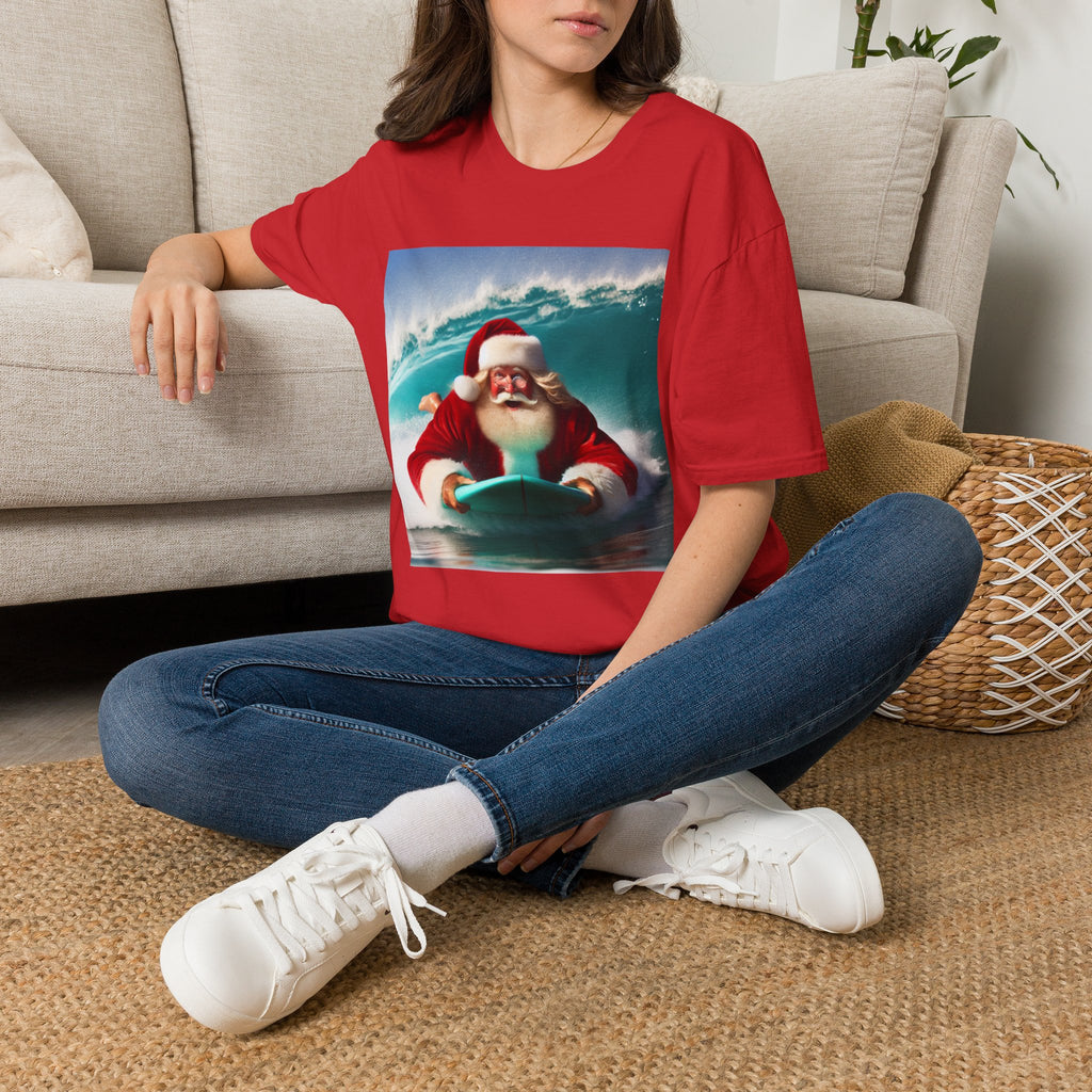 Surfing Santa T-Shirt — Funny Christmas Surf Holiday Tee