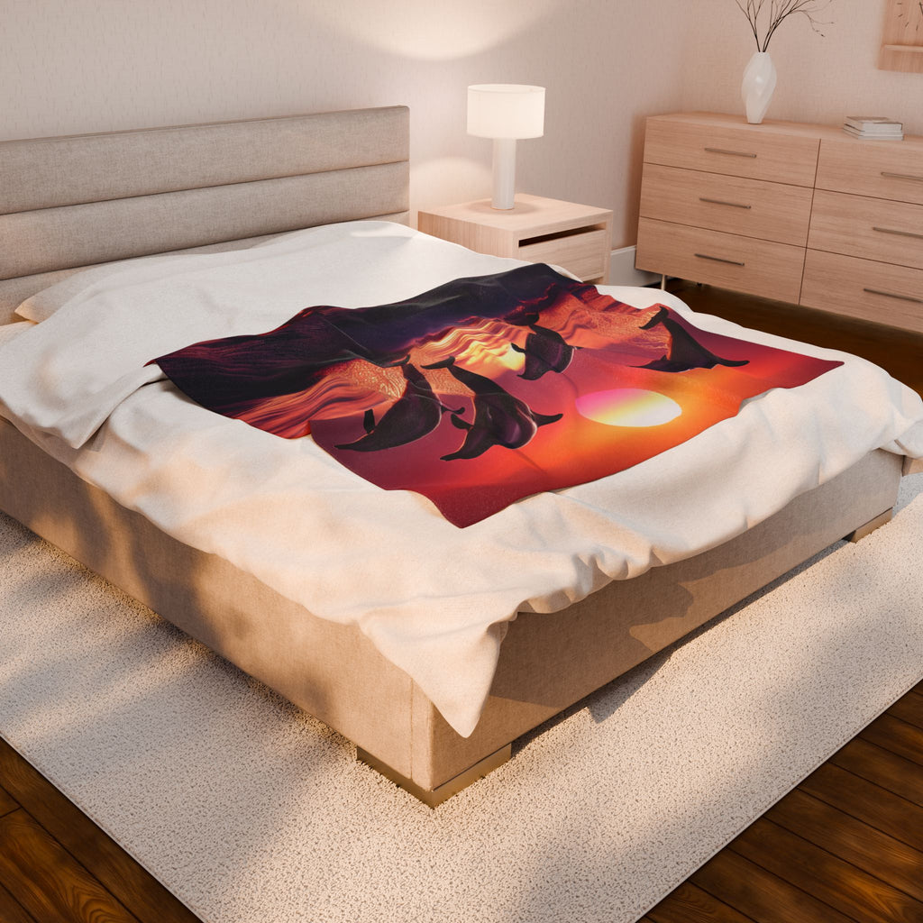Velveteen Plush Blanket - Dolphins 3