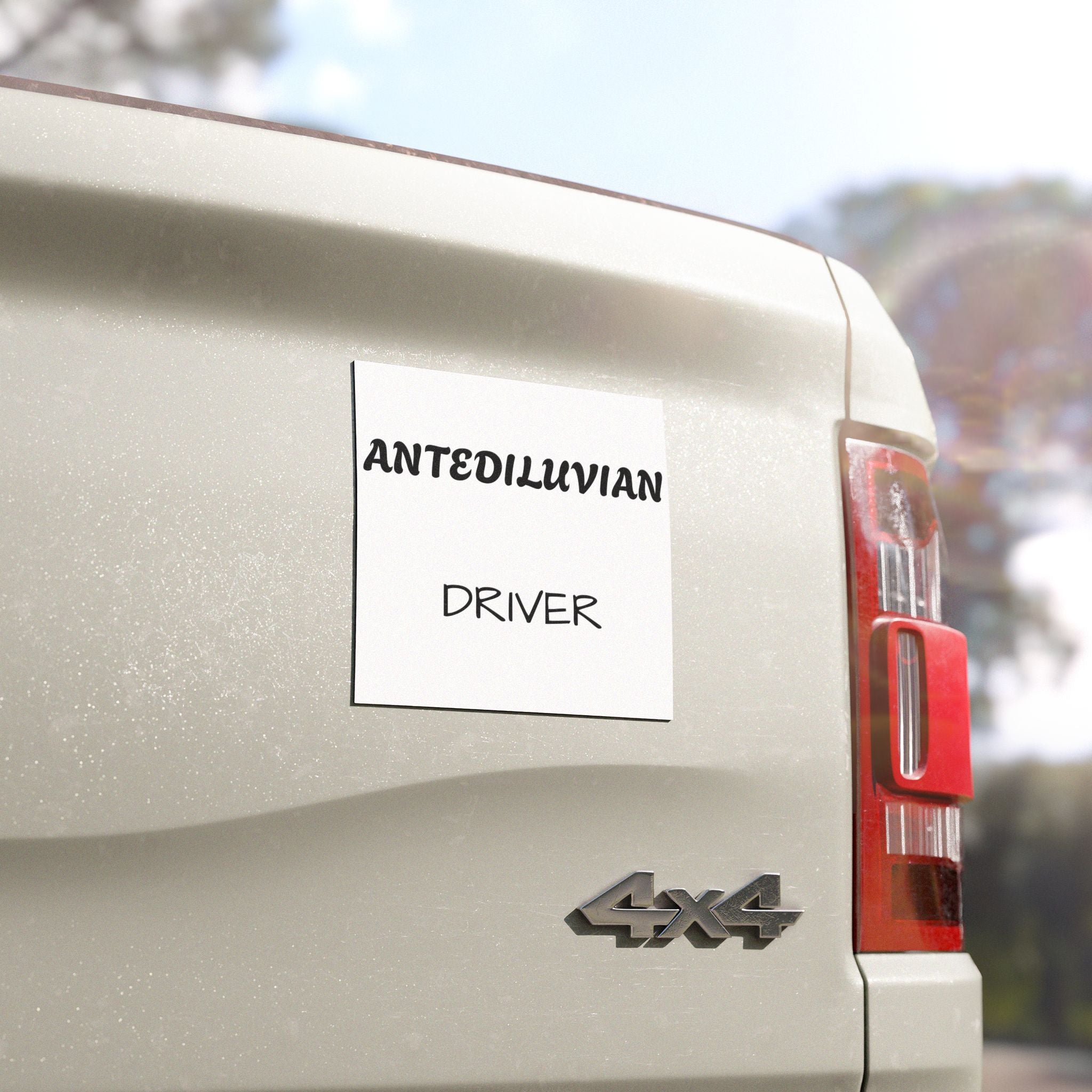 Antediluvian Driver Funny Slow & Steady Car Magnet – White