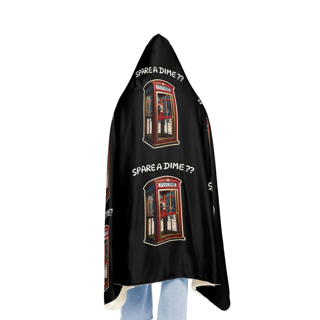 Hooded Blanket — 'Spare a Dime?' Vintage Phone Booth Snuggle Blanket