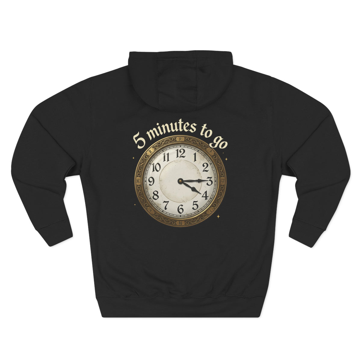 5 Minutes to Go Vintage Clock Graphic Hoodie