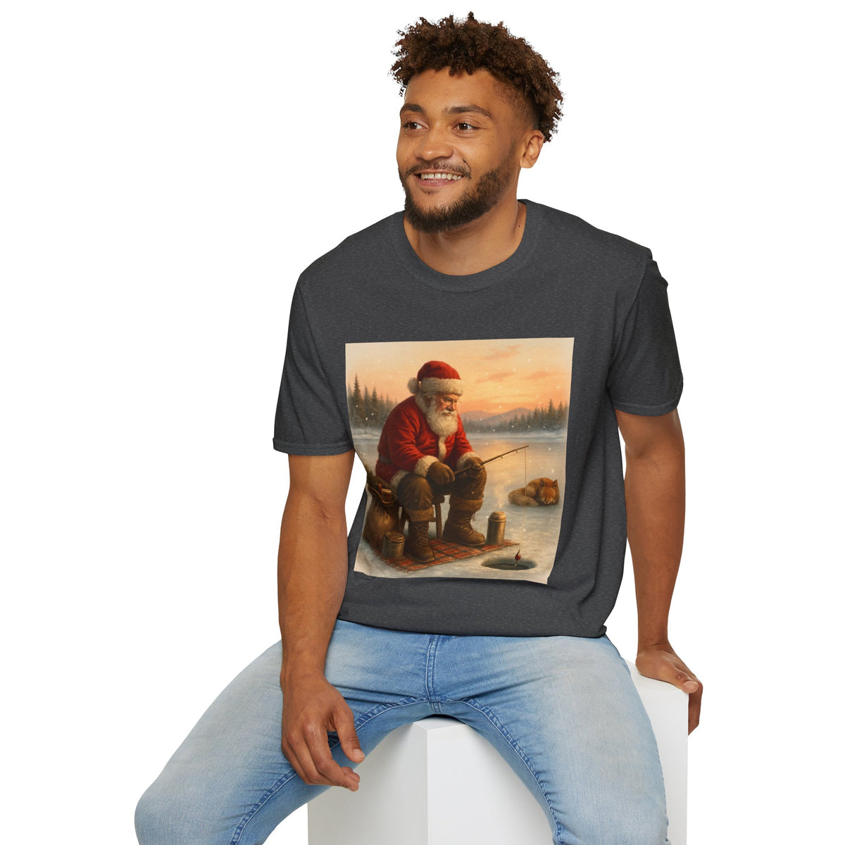 Santa Fishing Christmas T-Shirt