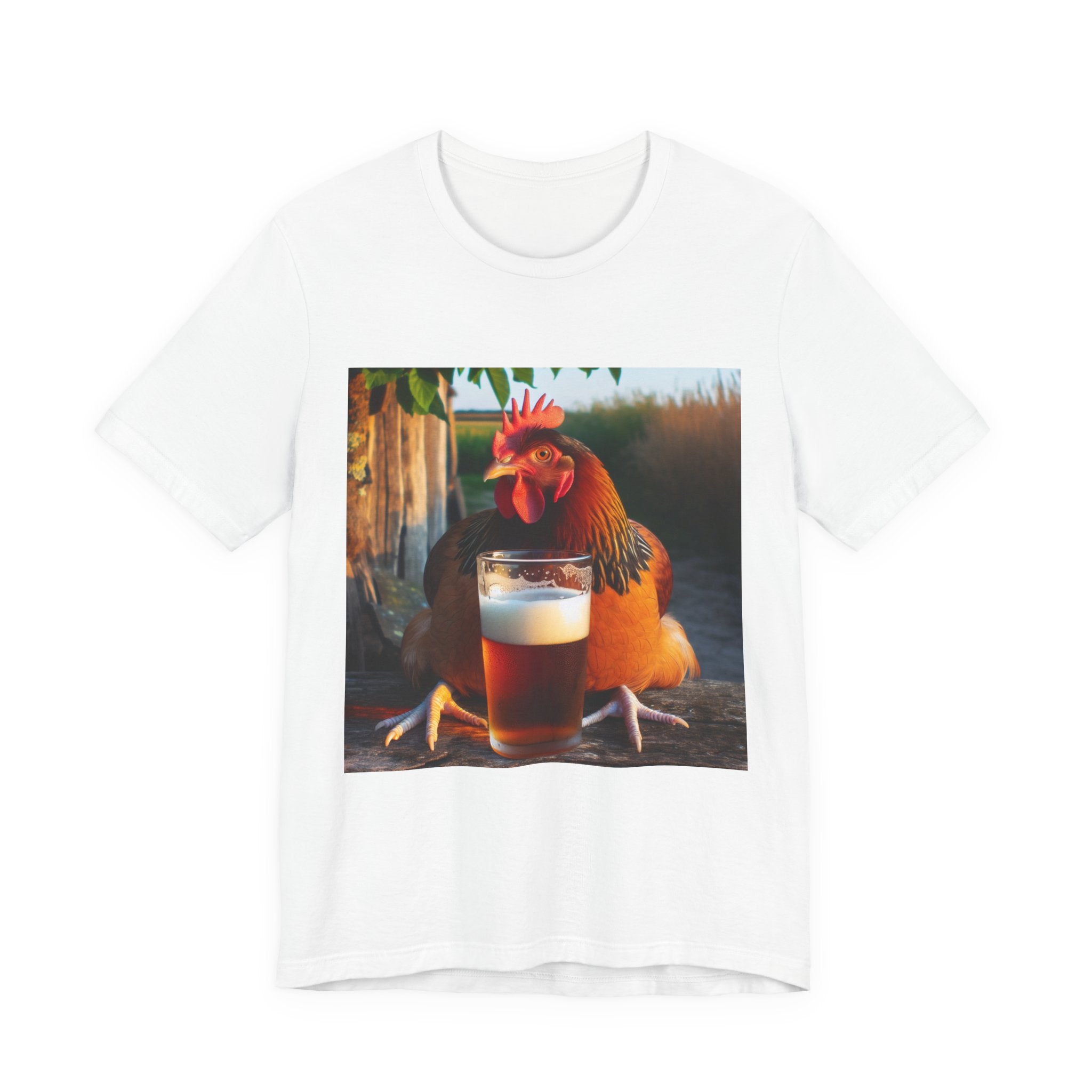 Funny Rooster with Beer Graphic Unisex T-Shirt
