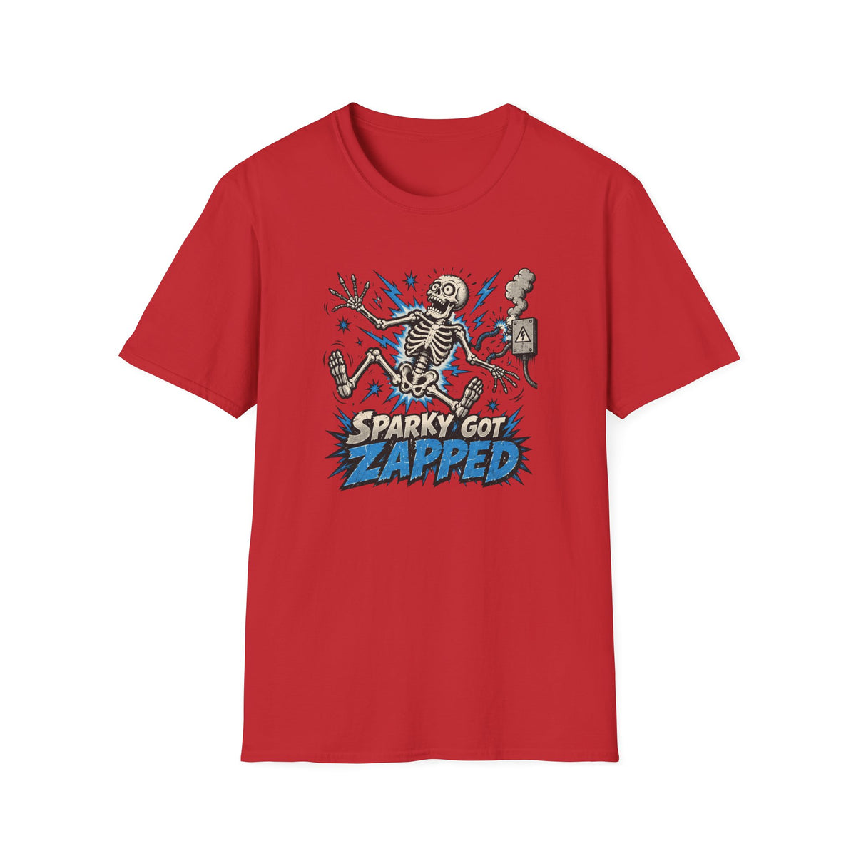 Sparky Got Zapped Skeleton Lightning T-Shirt