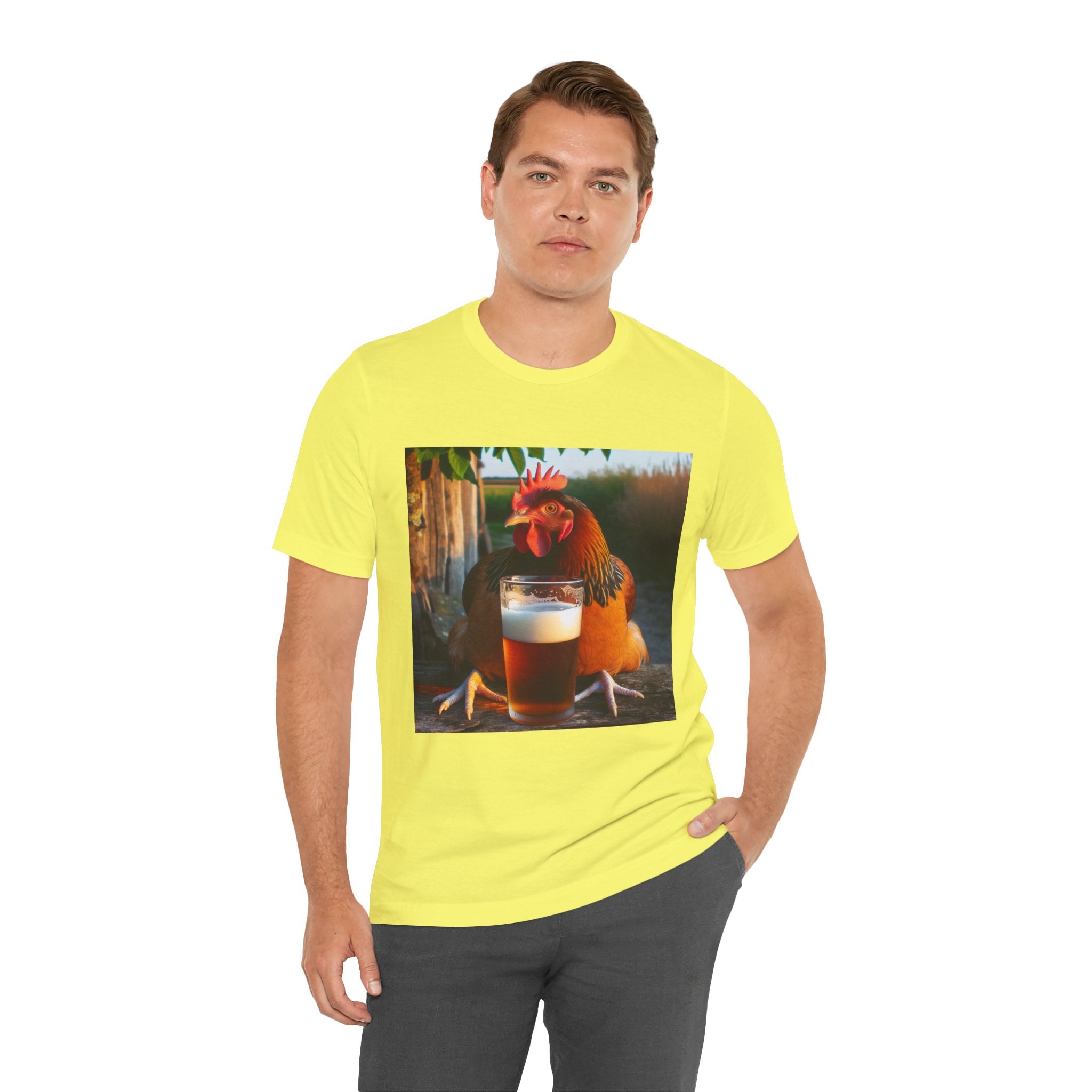 Funny Rooster with Beer Graphic Unisex T-Shirt