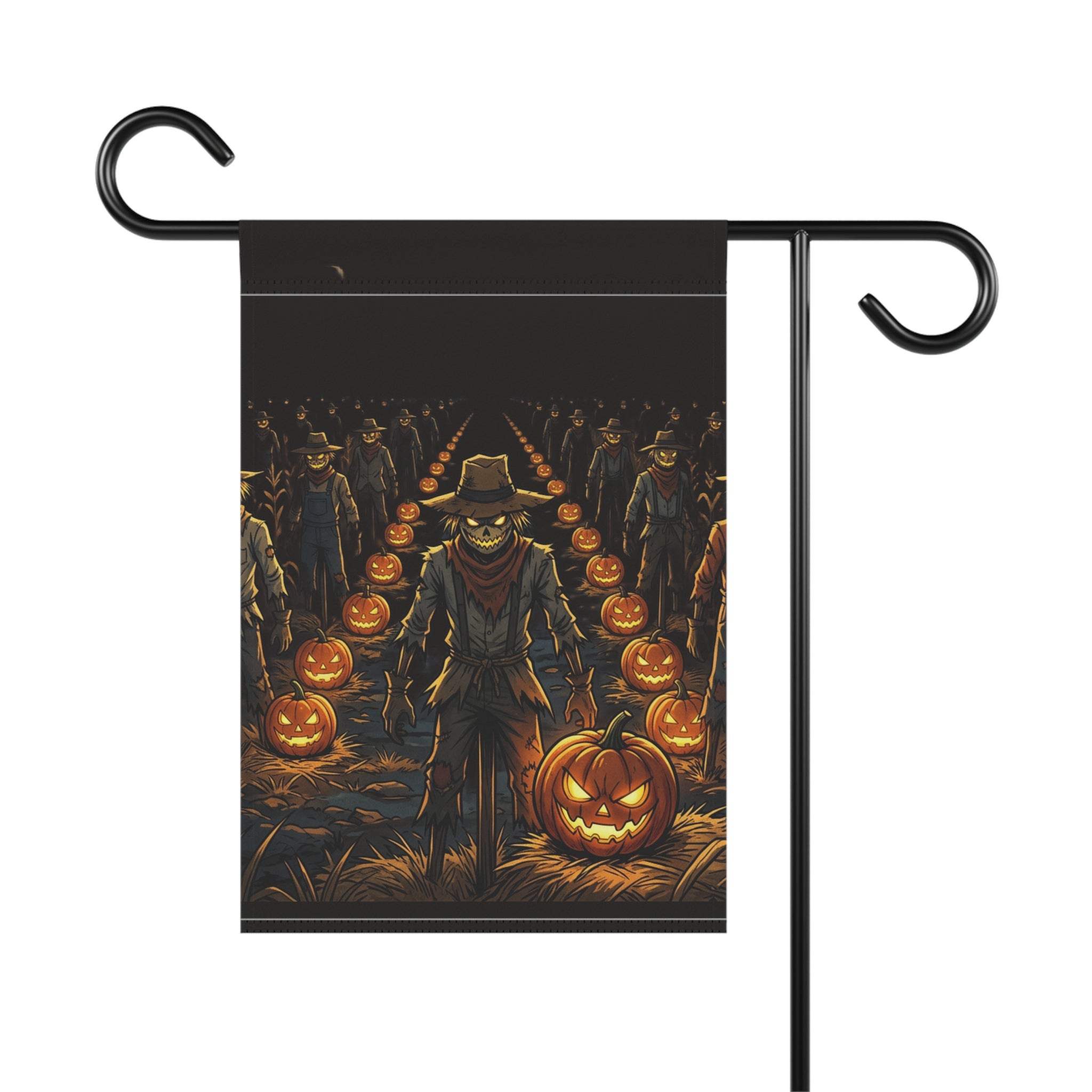 Halloween Scarecrow Pumpkin Patch Garden Flag – Spooky Rustic Outdoor Banner