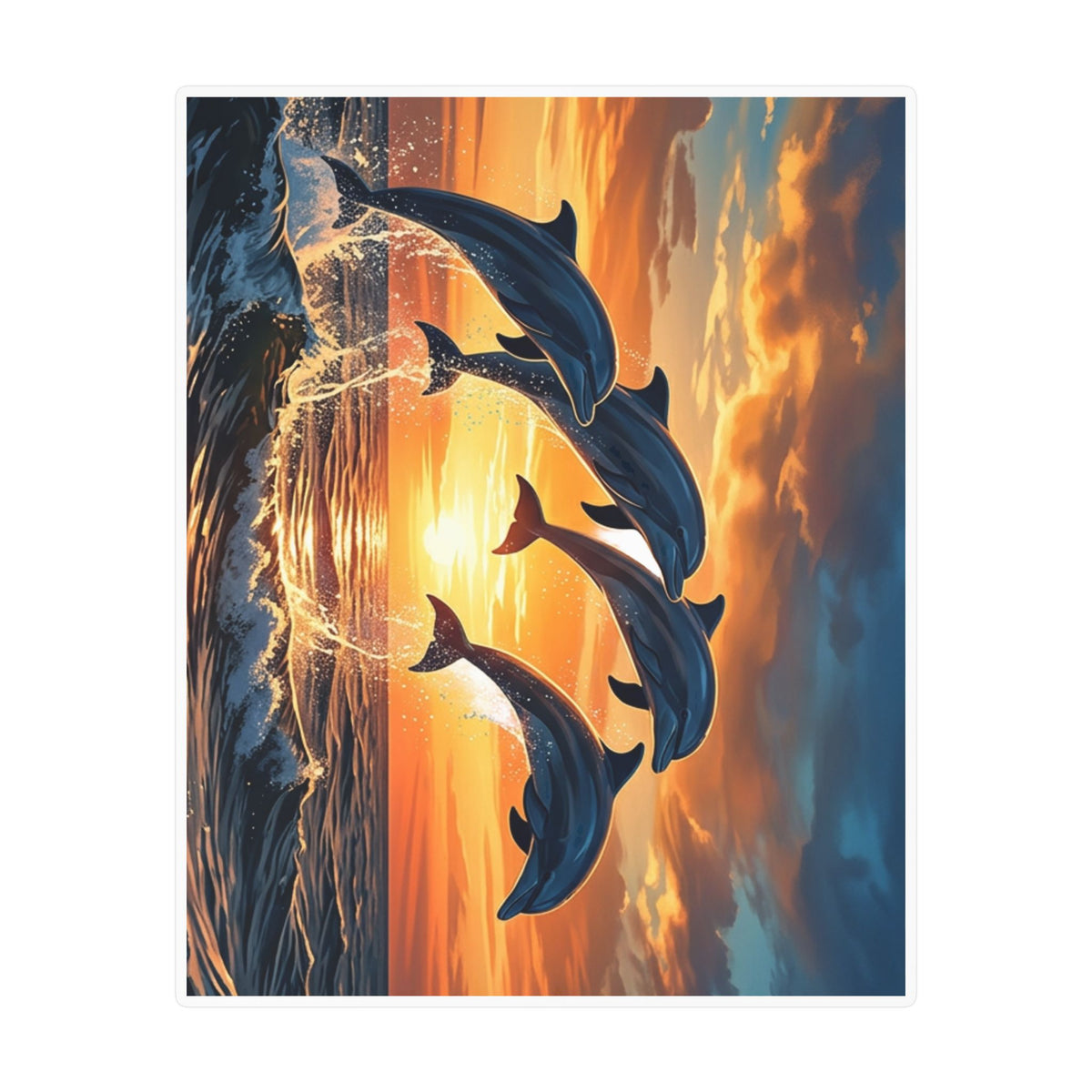 Dolphin Sunset Kiss-Cut Vinyl Decal