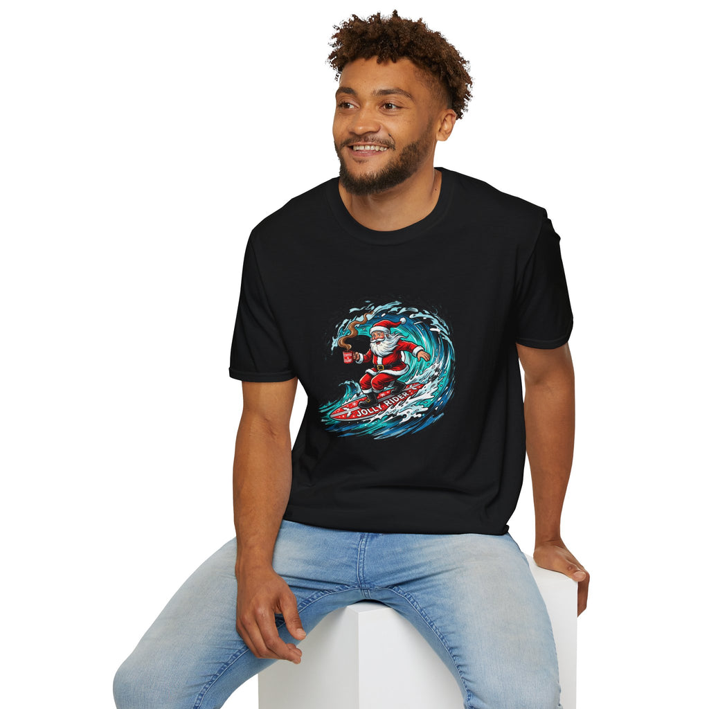Santa Surfing T-Shirt — Surfing Santa Christmas Tee