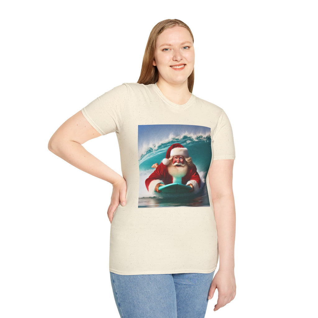 Surfing Santa T-Shirt — Funny Christmas Surf Holiday Tee