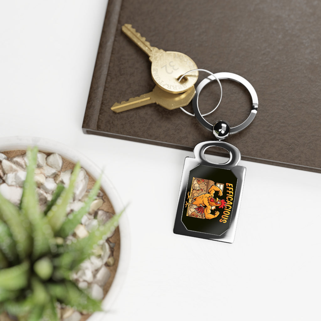 Rectangle Photo Keyring — Customizable Metal Keychain with Photo Insert (Efficacious Cartoon Design)