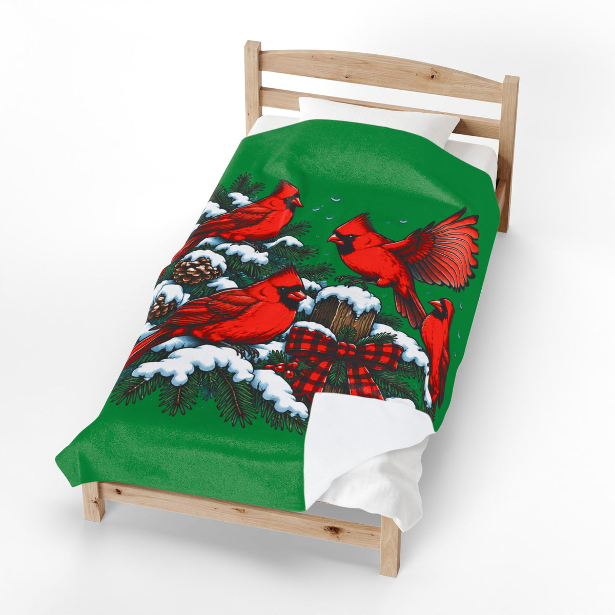 Christmas Cardinal Velveteen Plush Blanket