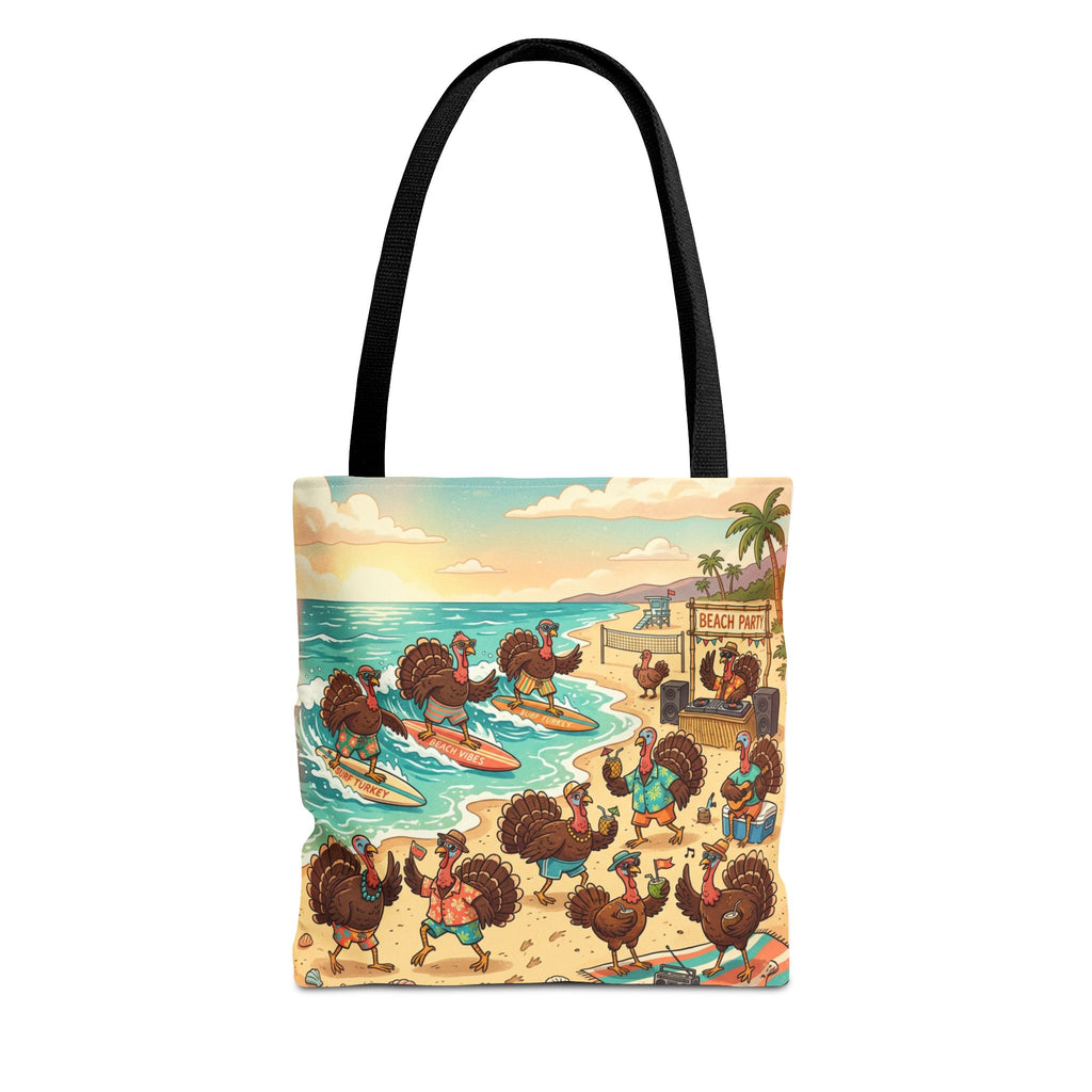 Surfing Turkeys Beach Tote Bag – Funny Thanksgiving Summer Beach Tote