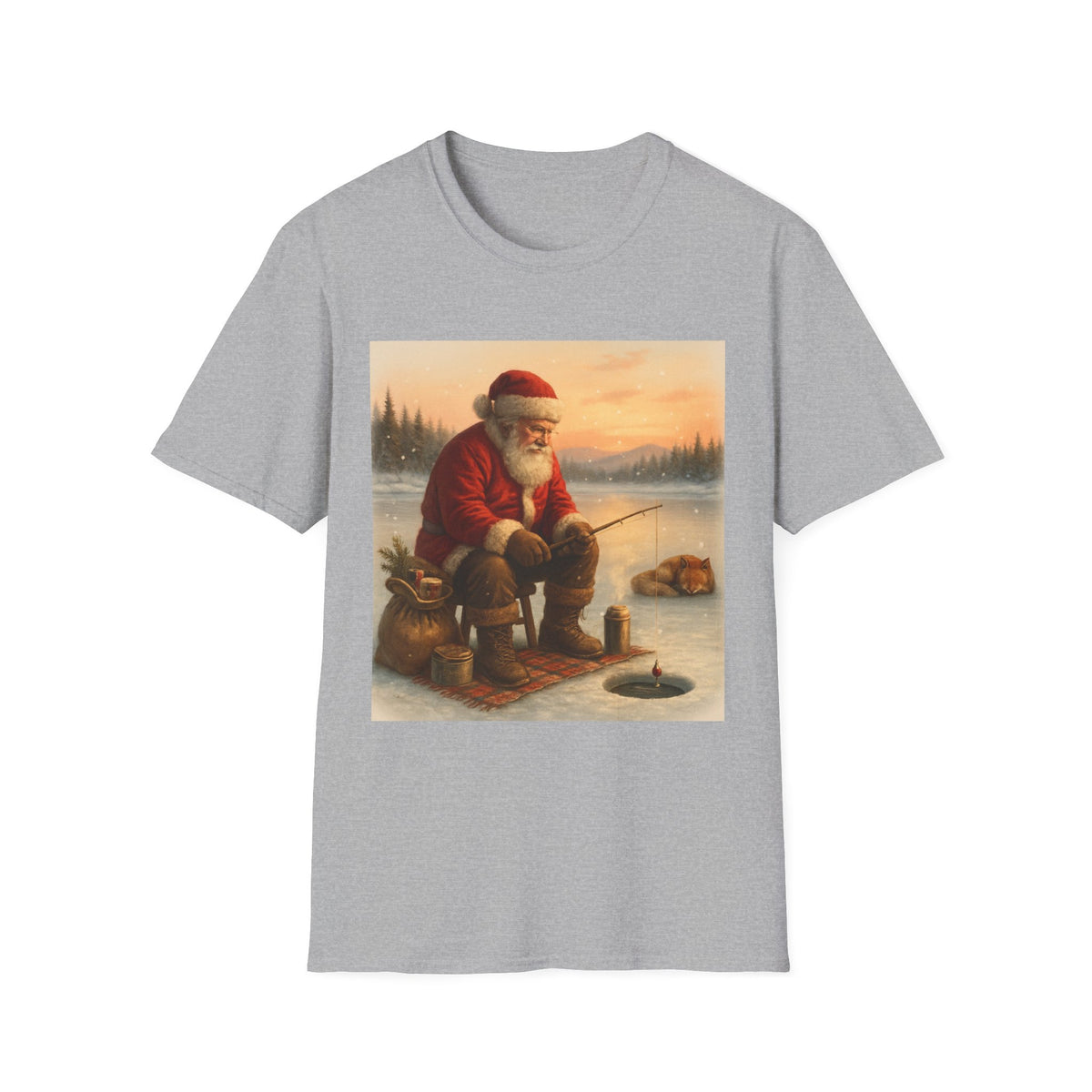 Santa Fishing Christmas T-Shirt