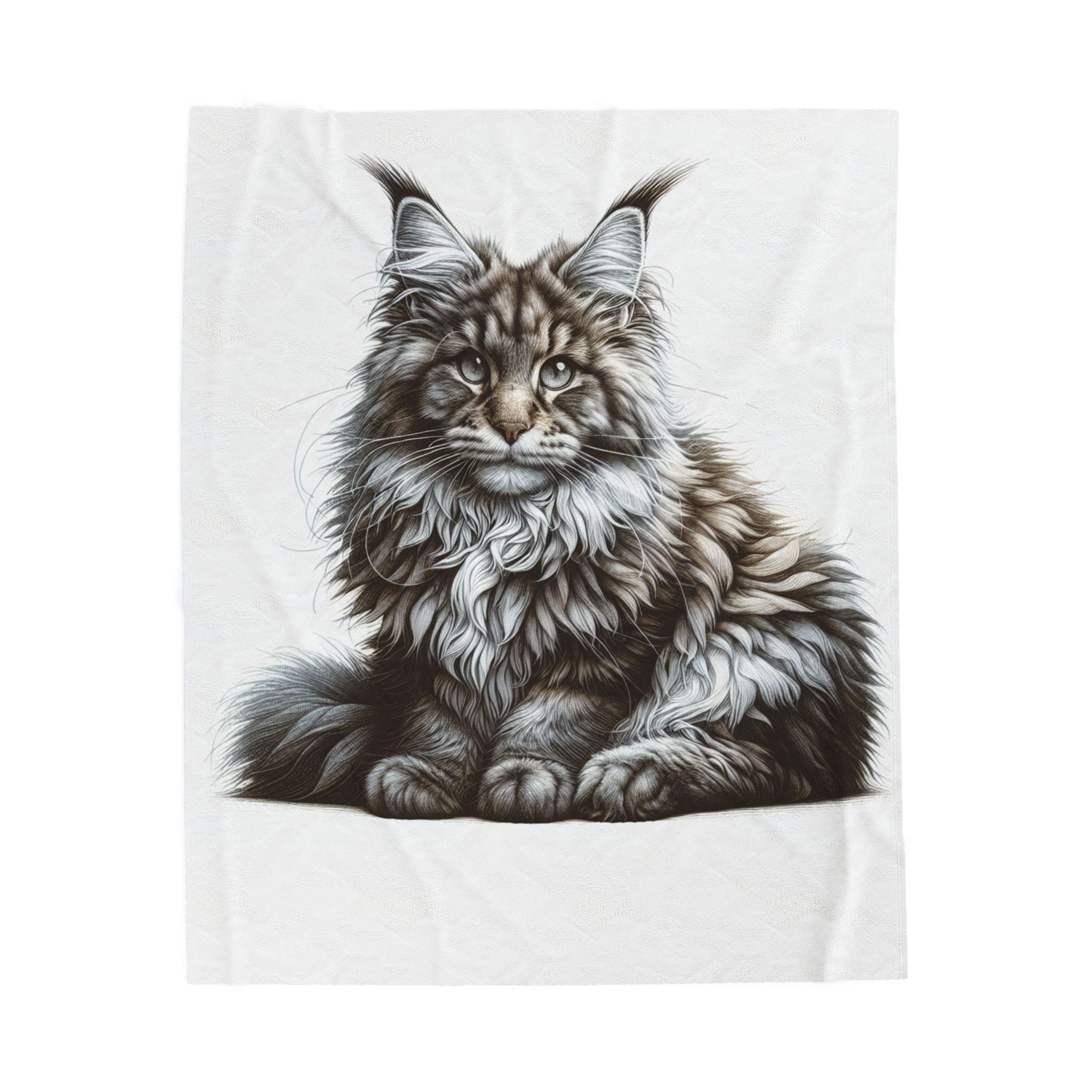 Velveteen Plush Blanket - Maine Coon Cat 3