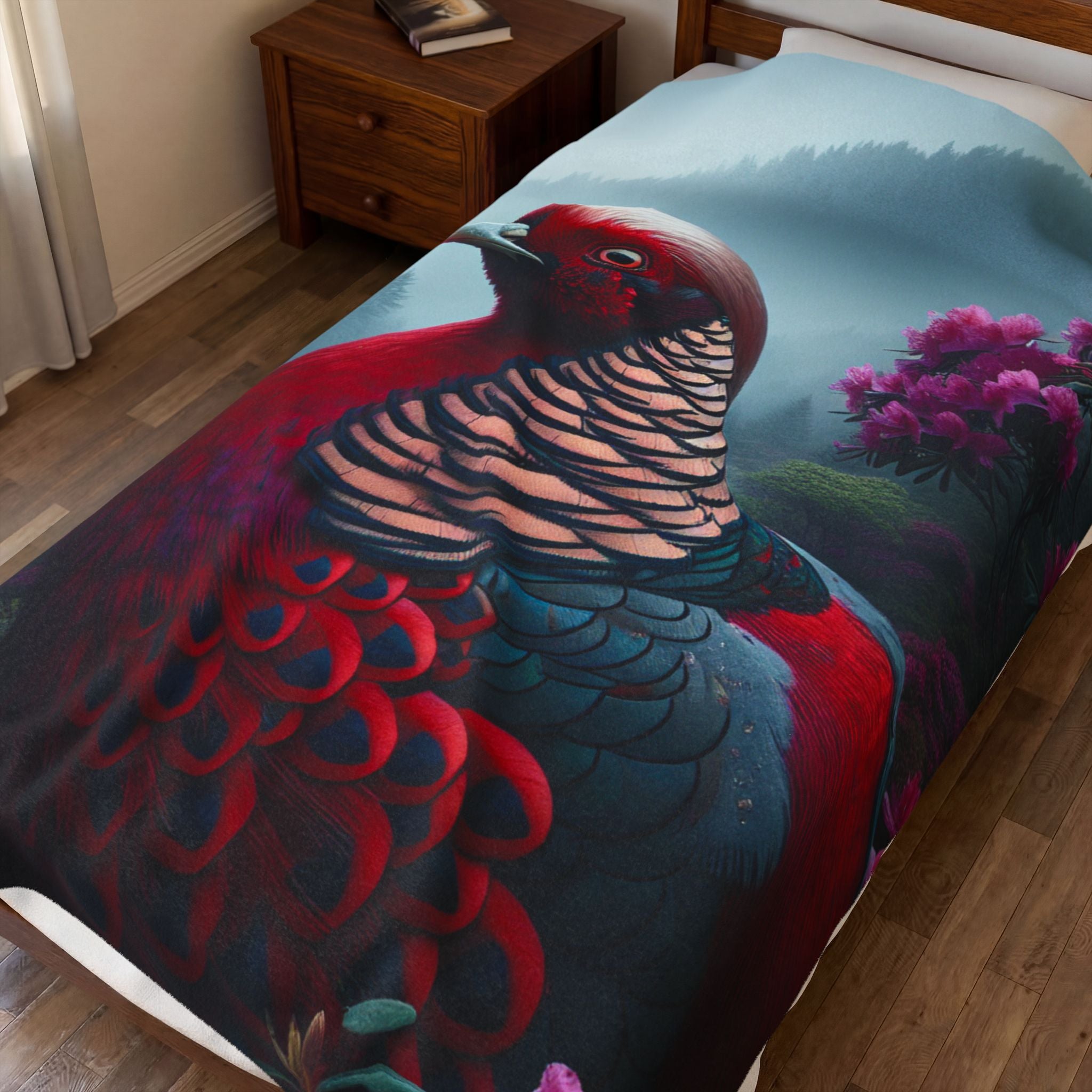 Colorful Bird II Velveteen Plush Blanket