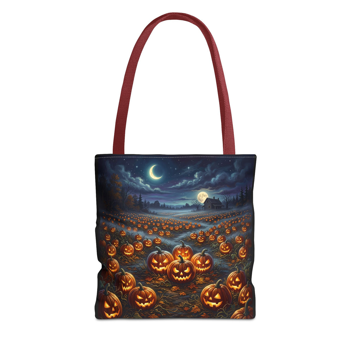 Halloween Pumpkin Patch Tote Bag — Spooky Night Jack-O'-Lantern Canvas Tote