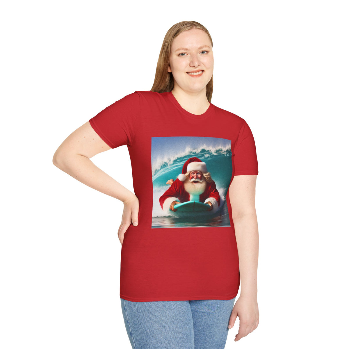 Surfing Santa T-Shirt — Funny Christmas Surf Holiday Tee