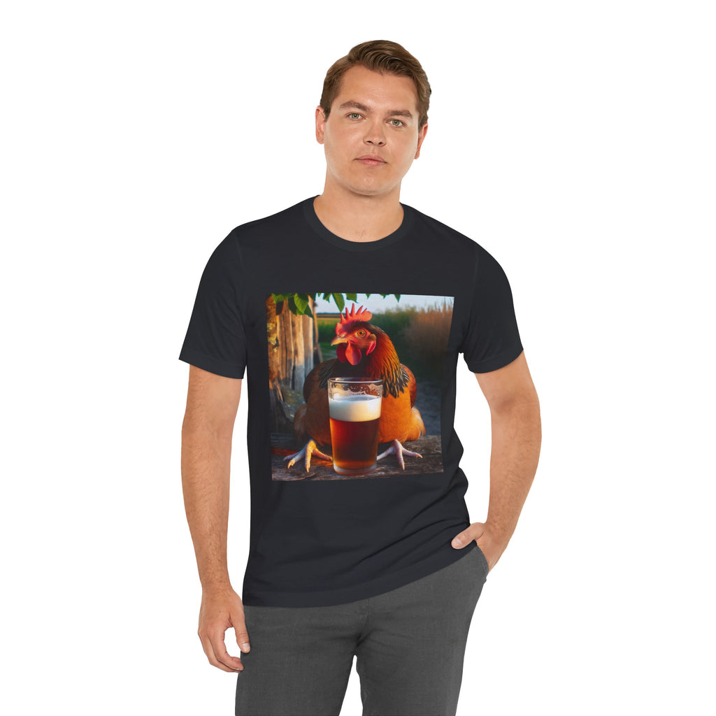 Funny Rooster with Beer Graphic Unisex T-Shirt