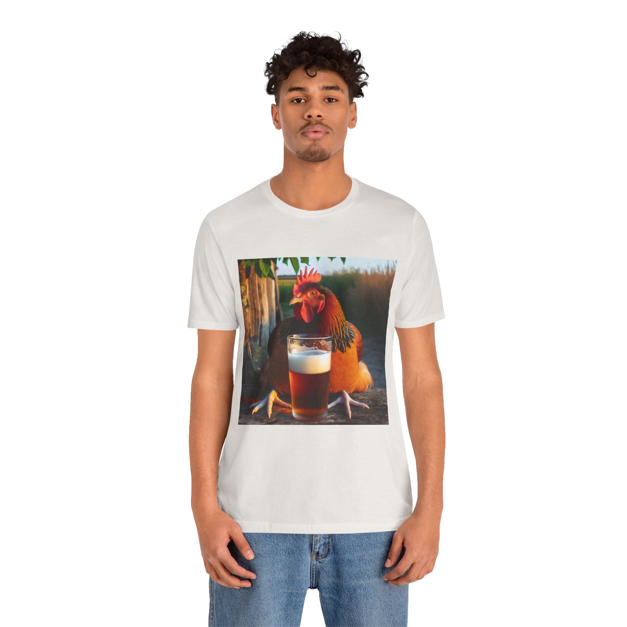 Funny Rooster with Beer Graphic Unisex T-Shirt