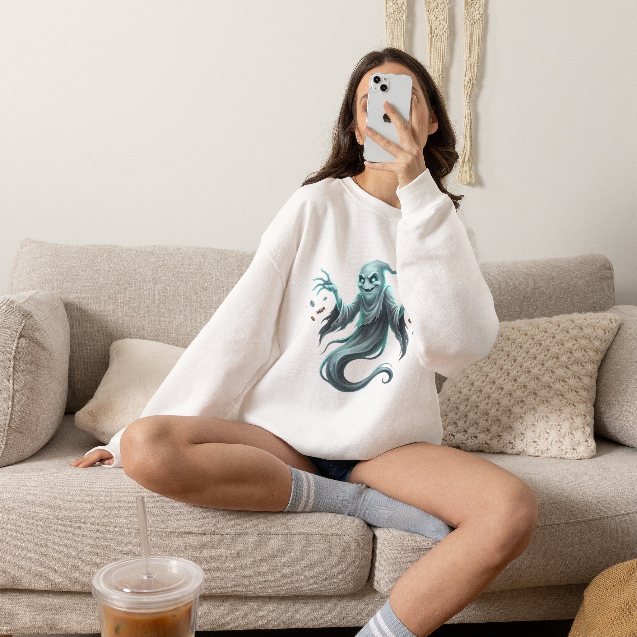 Mischief Ghost Halloween Crewneck Sweatshirt