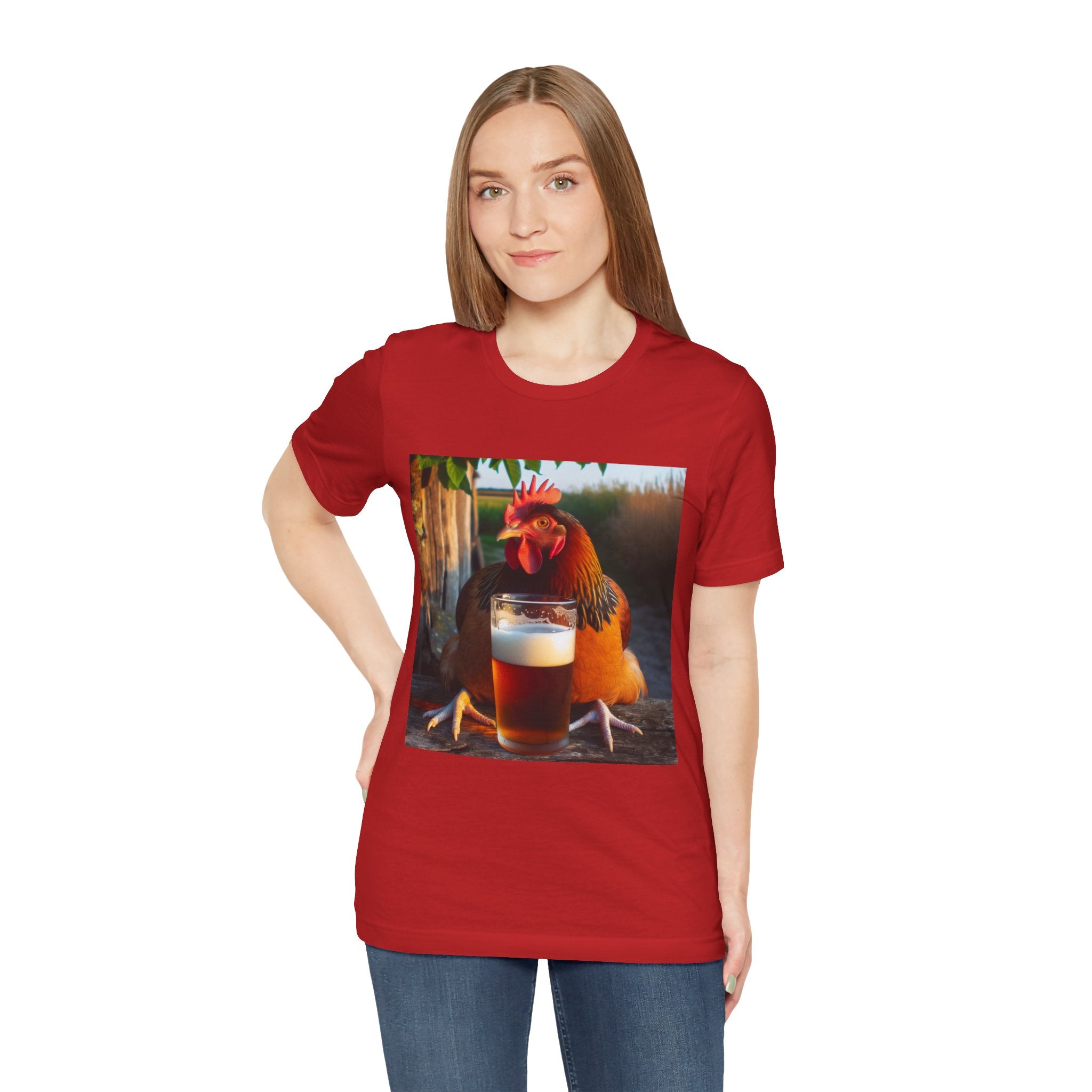Funny Rooster with Beer Graphic Unisex T-Shirt