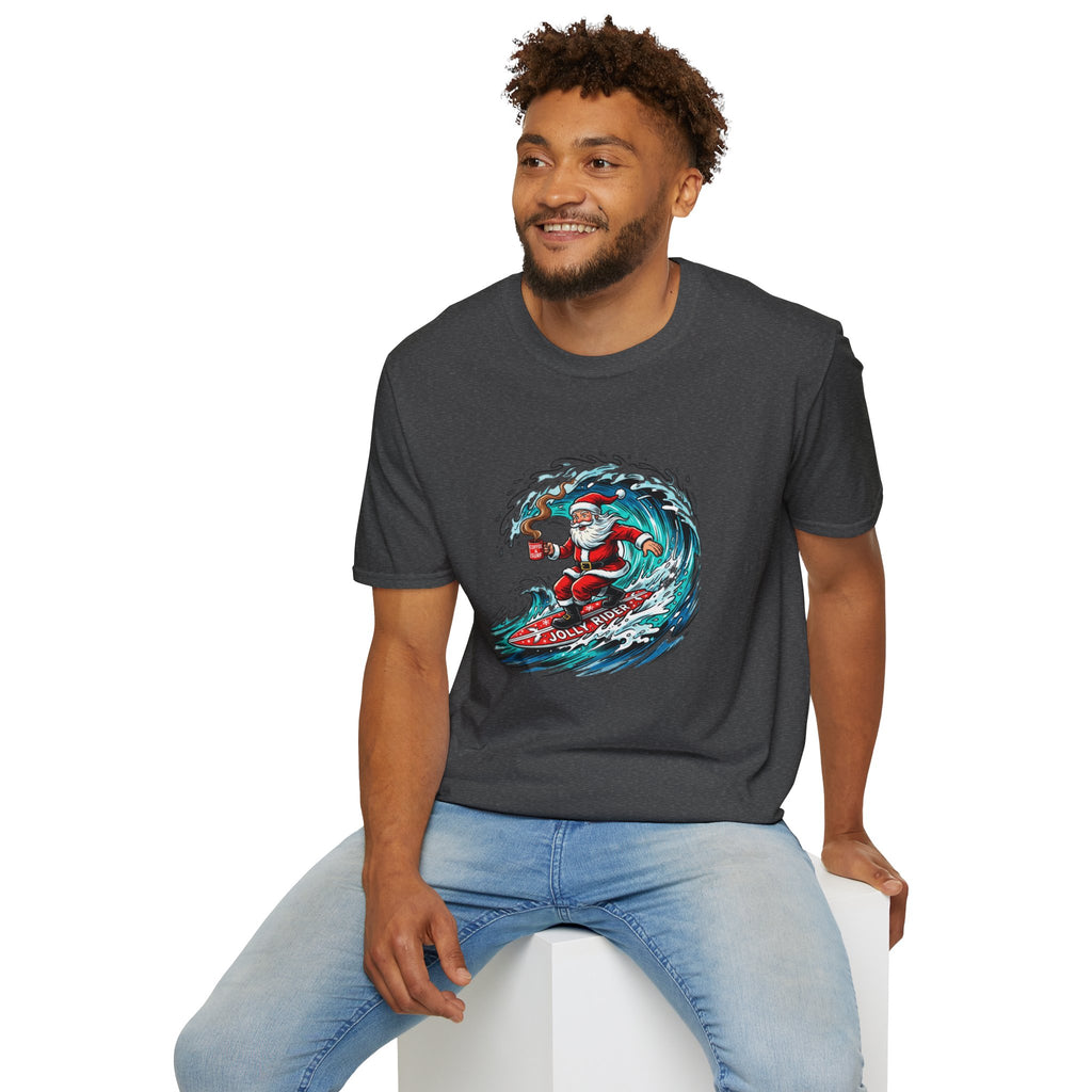 Santa Surfing T-Shirt — Surfing Santa Christmas Tee