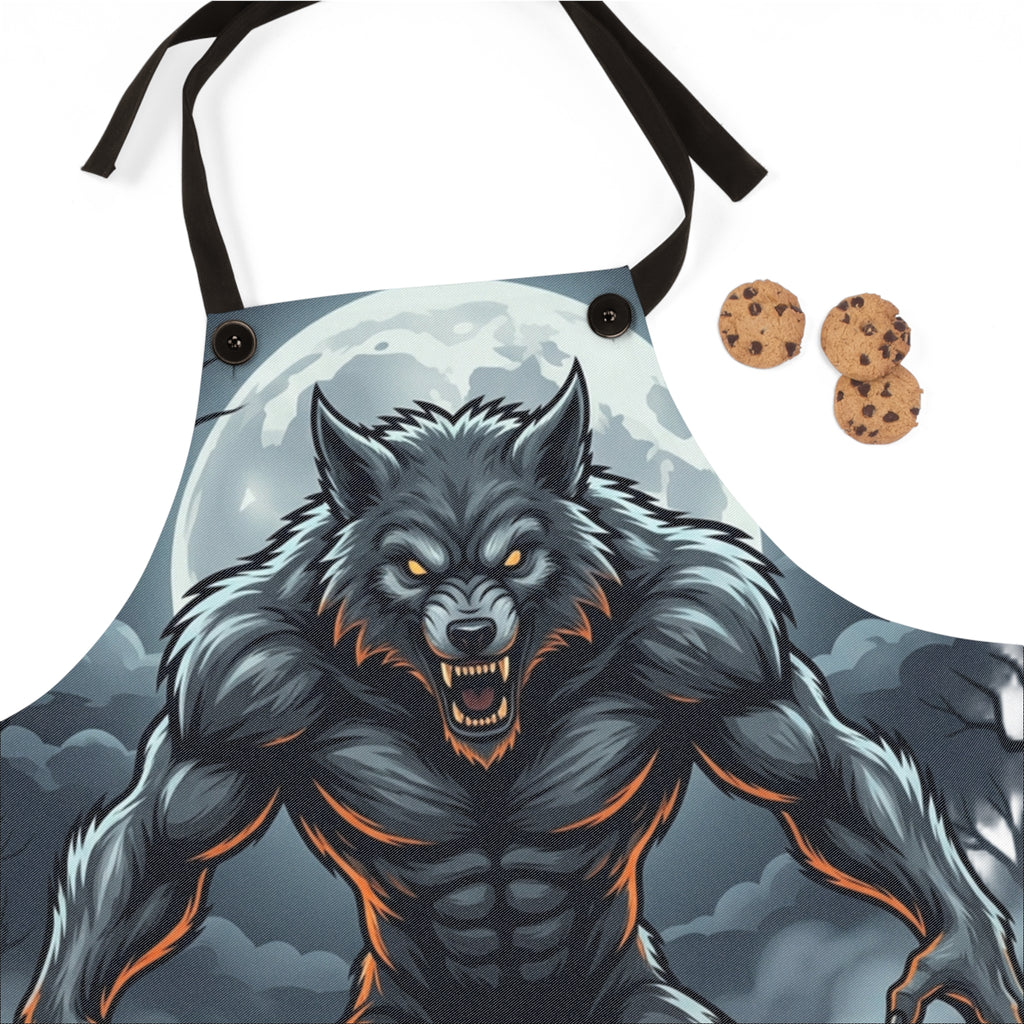 Werewolf Halloween Apron — Spooky Pumpkin Jack-O'-Lantern Cooking Apron