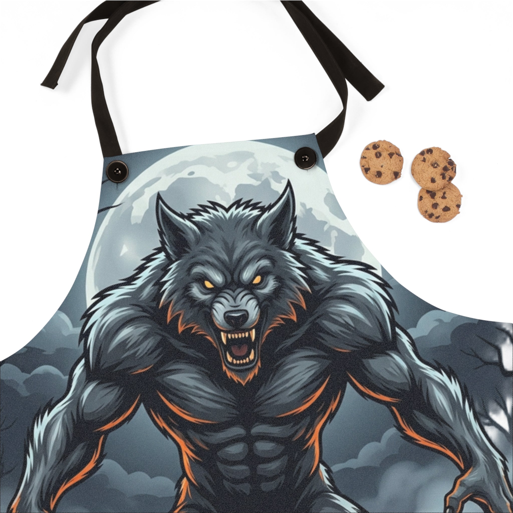 Werewolf Halloween Apron — Spooky Pumpkin Jack-O'-Lantern Cooking Apron