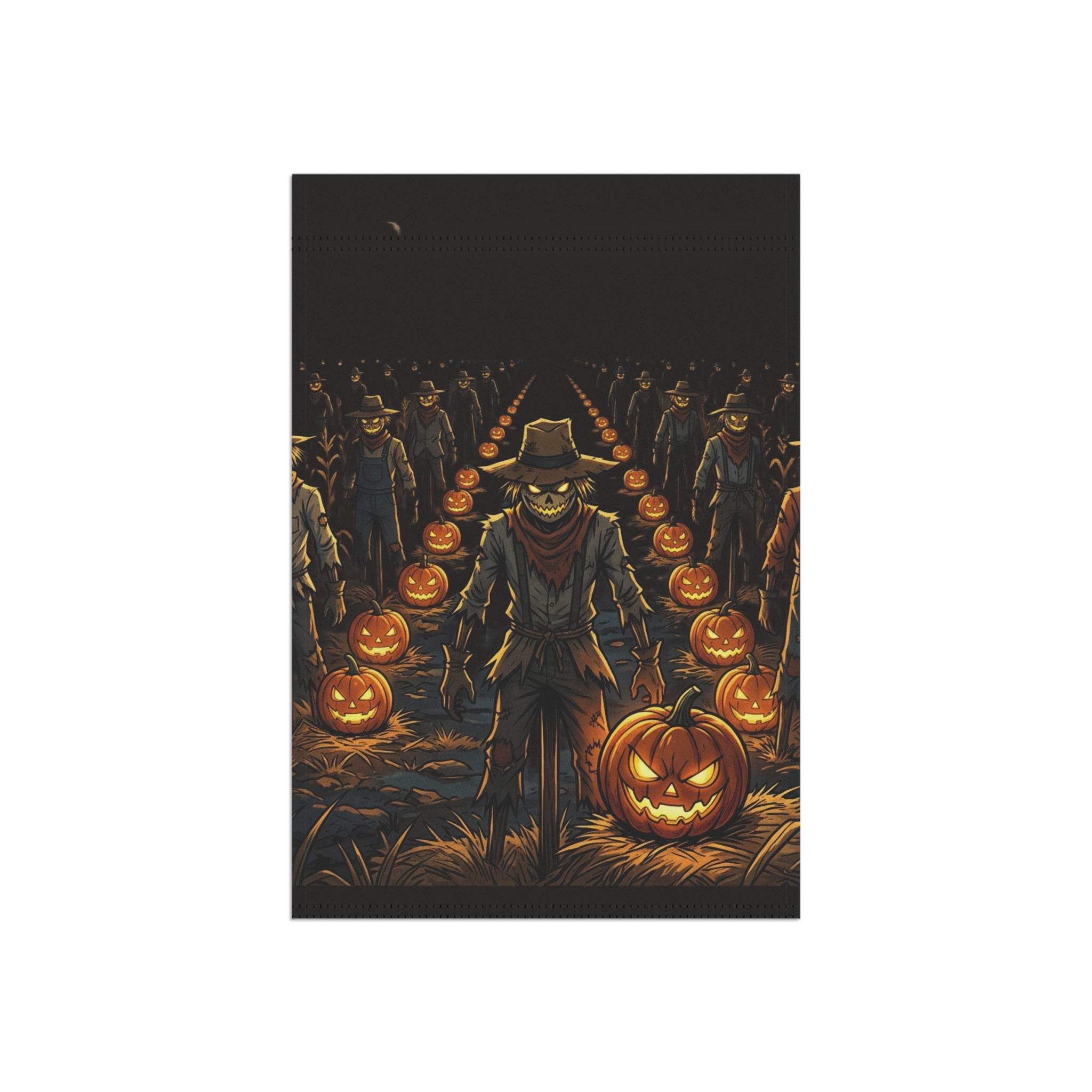Halloween Scarecrow Pumpkin Patch Garden Flag – Spooky Rustic Outdoor Banner