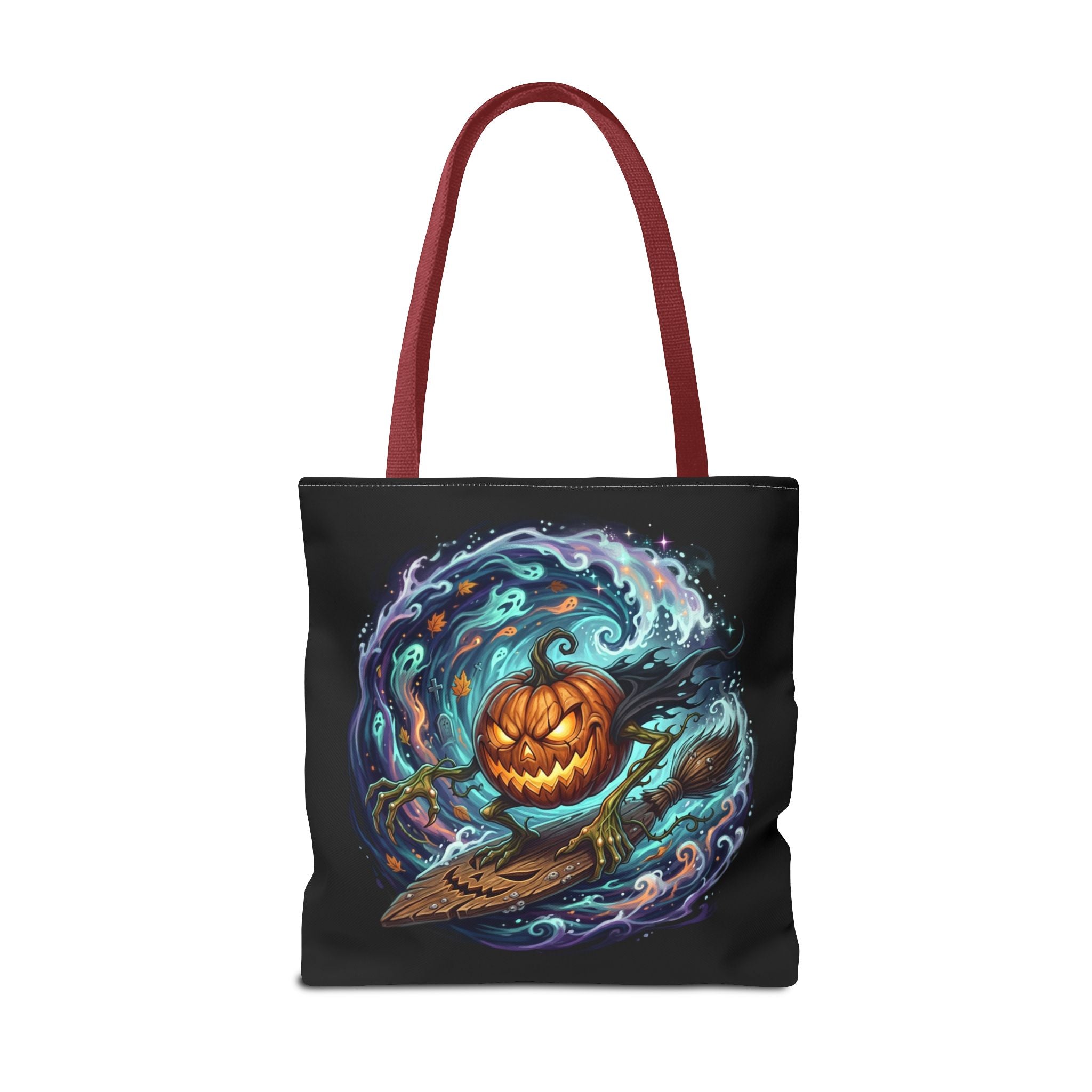 Halloween Surfing Pumpkin Tote Bag — Spooky Jack-o'-Lantern Beach Wave Tote