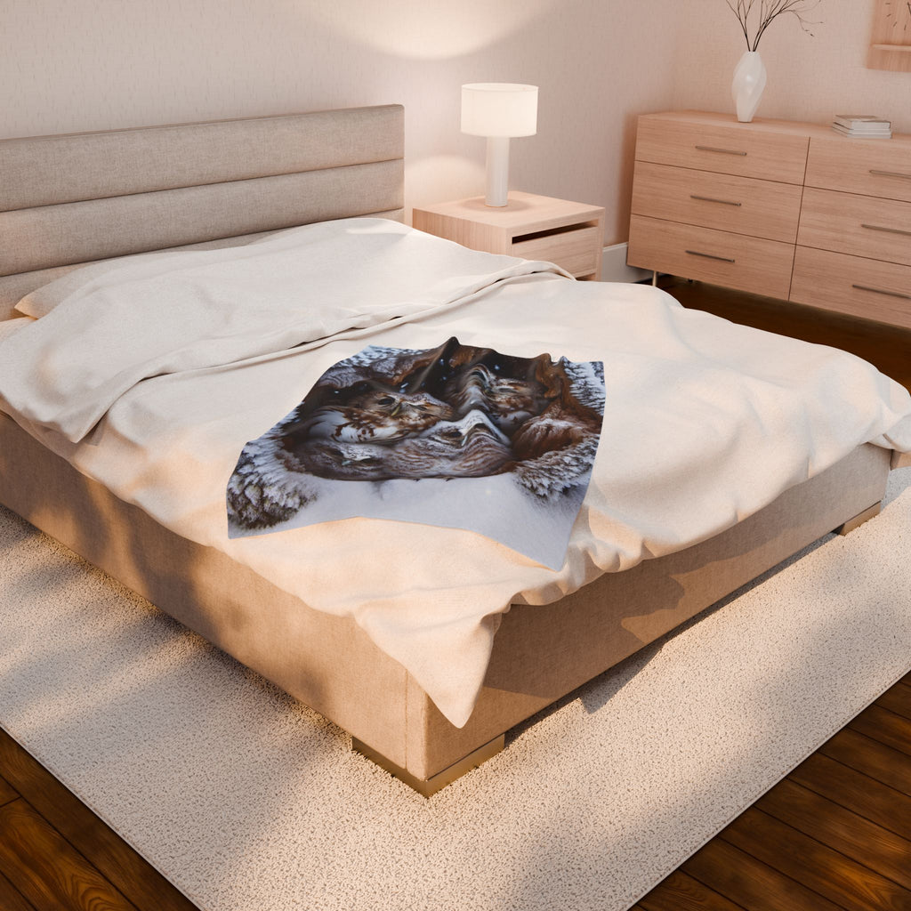Velveteen Plush Blanket - Owls
