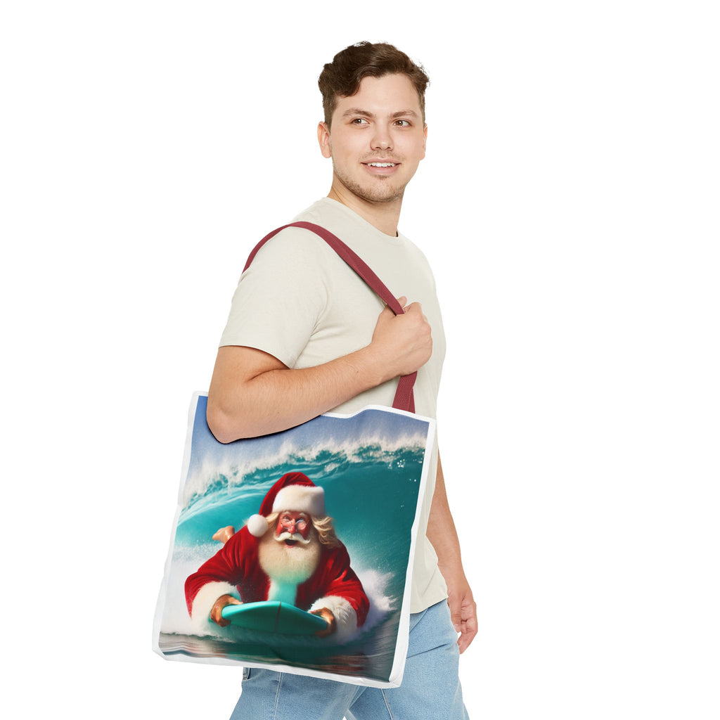 Christmas Surfing Santa Tote Bag – Festive Beach Holiday Shopper