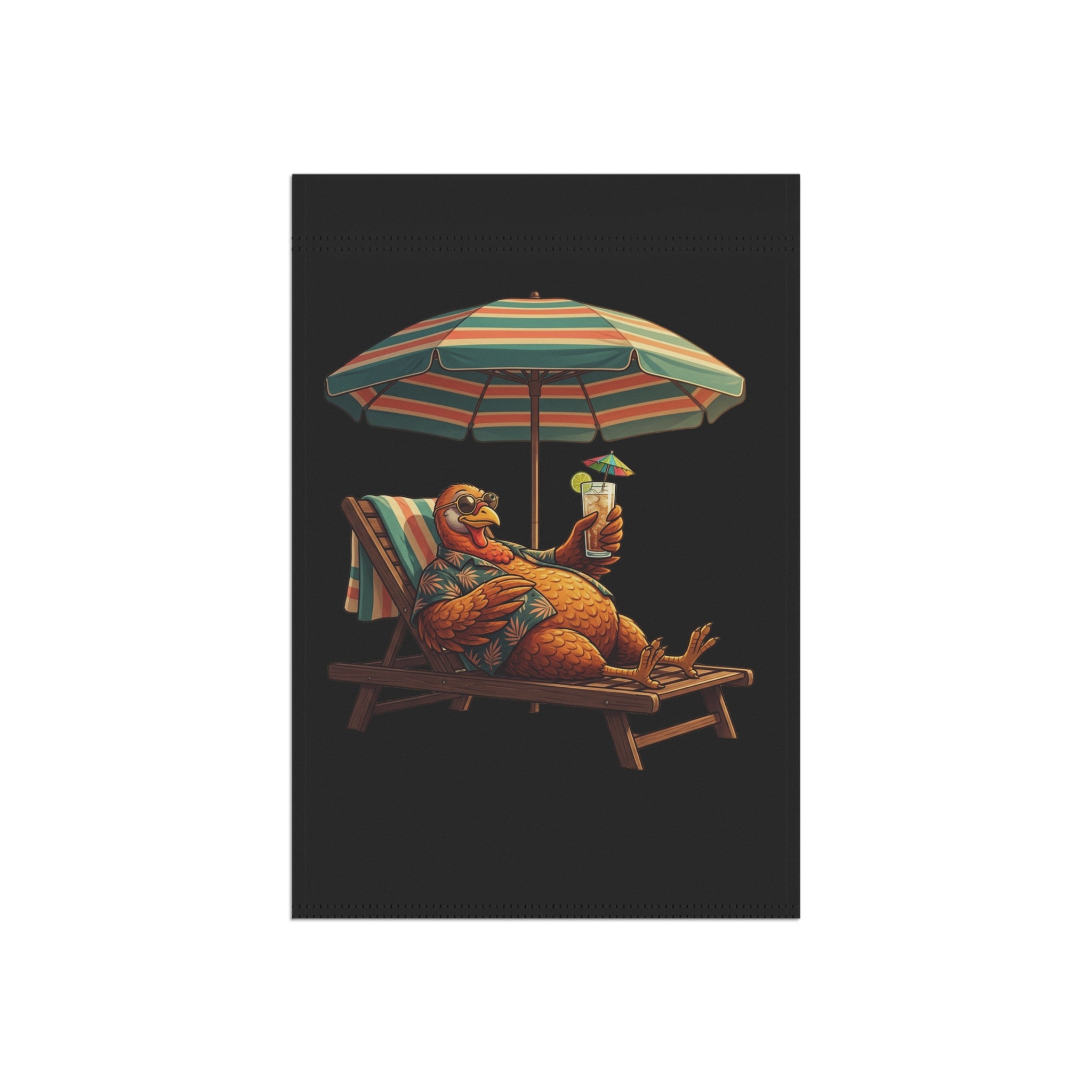 Garden Flag — Relaxed Turkey Lounging With Drink Garden & House Banner