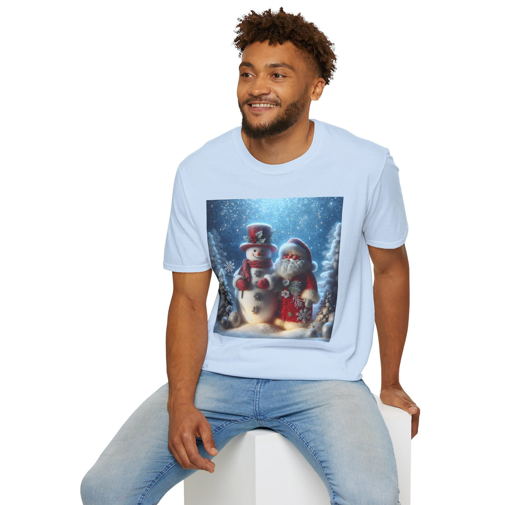 Christmas Santa & Snowman T-Shirt — Holiday Winter Scene Tee