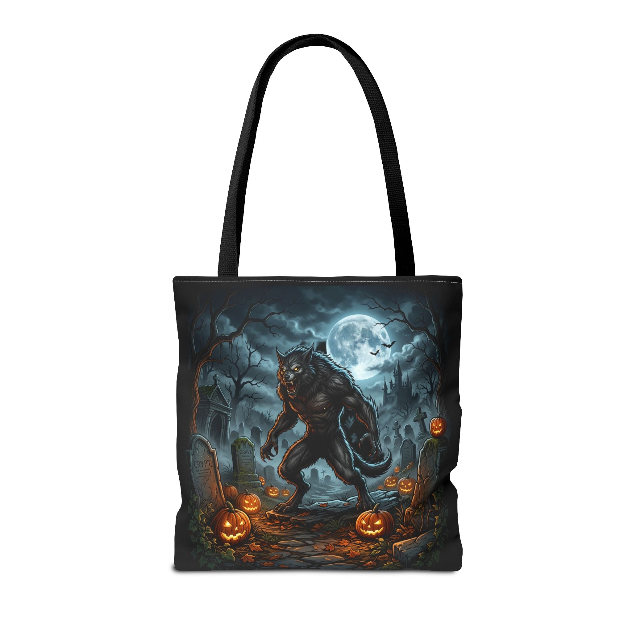 Halloween Werewolf Tote Bag – Spooky Graveyard Pumpkin Night Market Tote