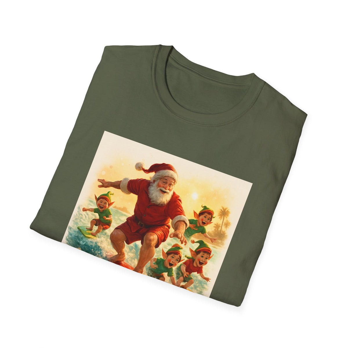 Surfing Santa Vintage Christmas T-Shirt