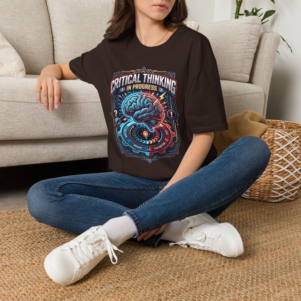 Critical Thinking Brain Graphic T-Shirt — Retro Neon Science Tee