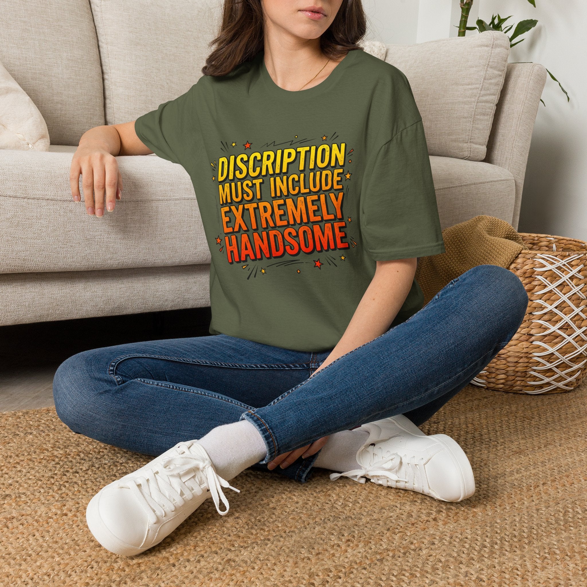 T-Shirt — “Description Must Include Extremely Handsome” Retro Comic Graphic Tee