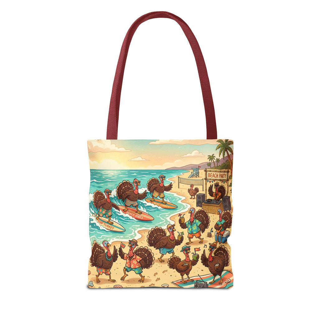 Surfing Turkeys Beach Tote Bag – Funny Thanksgiving Summer Beach Tote